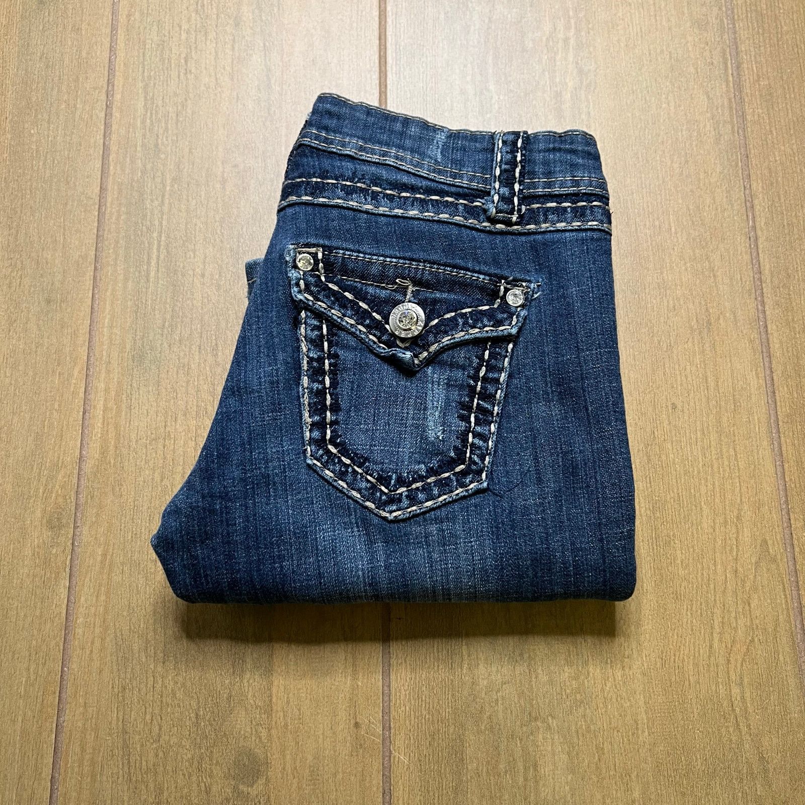 Vintage Zipper Y2K Bootcut Jeans Womens Size 9 Blue Rhinestone 27x30 Size US 27 - 11 Thumbnail