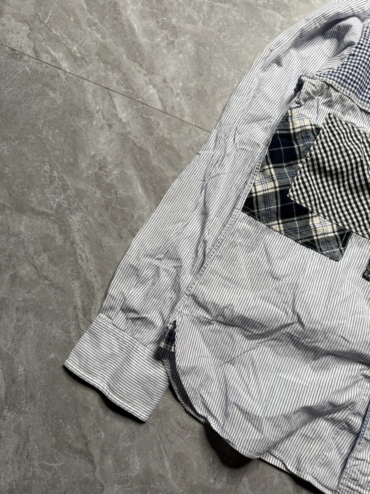 Comme des Garcons Homme Comme des Garcons Homme Pinstripe Patchwork Shirt Size US XS / EU 42 / 0 - 4 Thumbnail