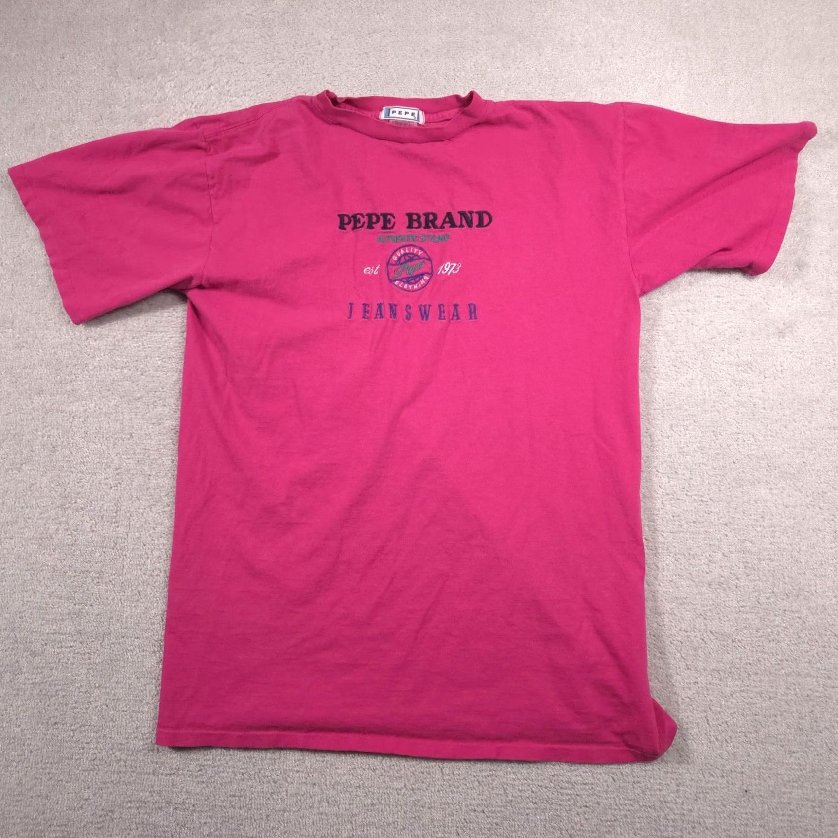 J Brand VINTAGE Pepe Brand Shirt Mens XL Pink Graphic Logo Tee Made USA 90s Jeanswear Size US XL / EU 56 / 4 - 2 Thumbnail