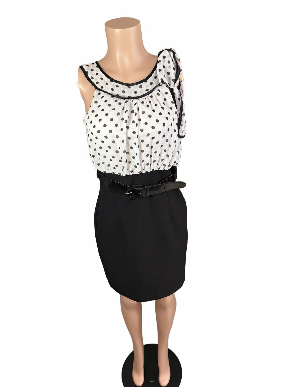 Other Y2K Polka Dot Belted Mini Dress Coquette Office Siren. 13 Size ONE SIZE - 2 Thumbnail