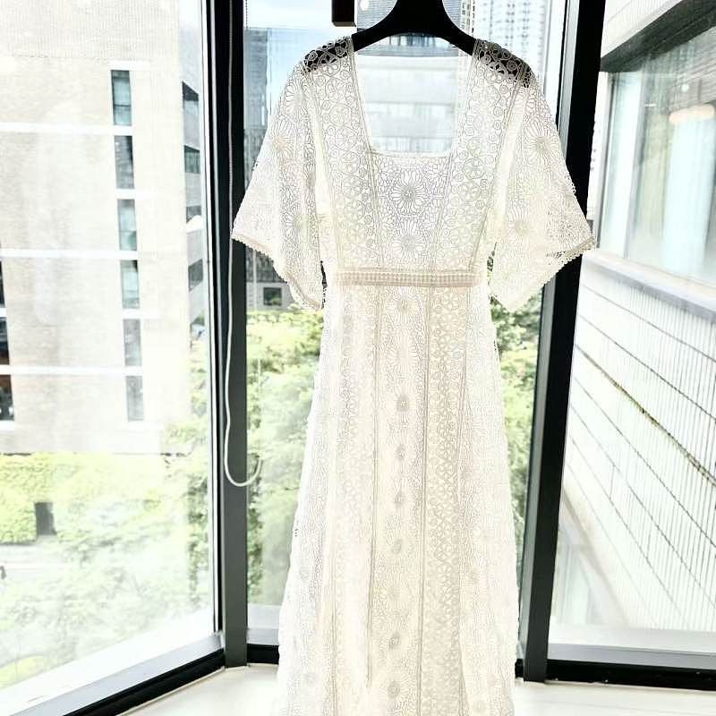Dior Christian Dior White Lace Midi Dress Size 36 Size XS / US 0-2 / IT 36-38 - 1 Thumbnail