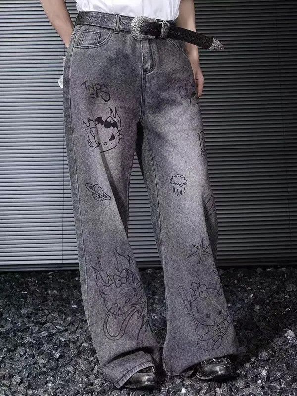Japanese Brand VIBE Washed cartoon graffiti retro baggy jeans Size US 30 / EU 46 - 4 Thumbnail