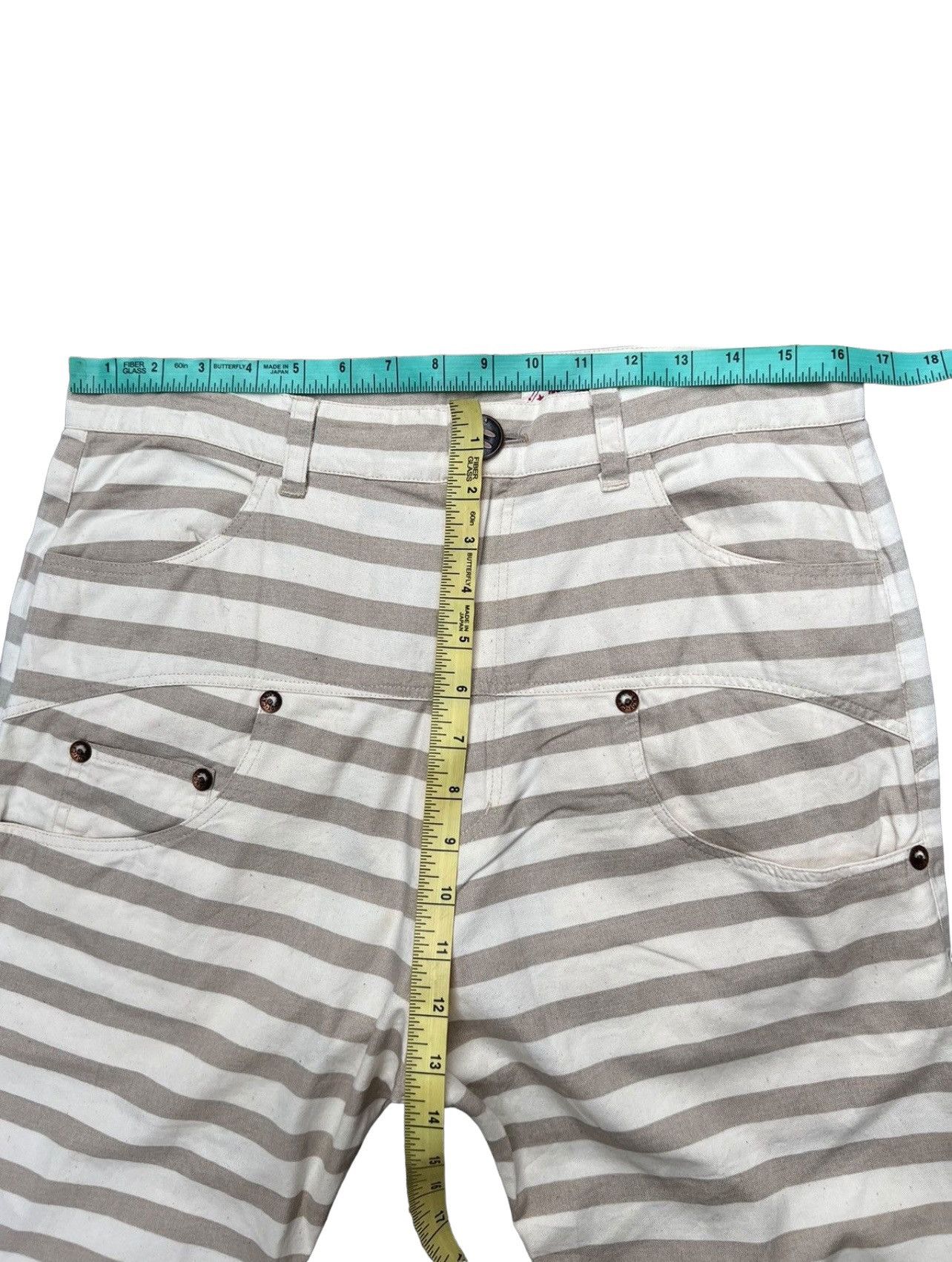 Vintage The Candy Japan Border Striped Cropped Pant Drop Crotch Size US 31 - 3 Thumbnail