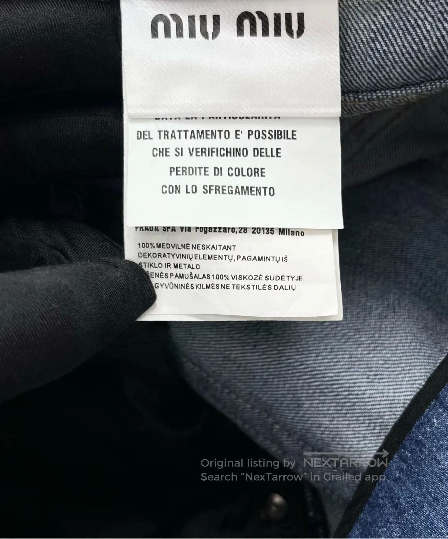 Miu Miu Miu Miu Blue Rhinestone Logo Denim Pants. Size 26" / US 2 / IT 38 - 4 Thumbnail