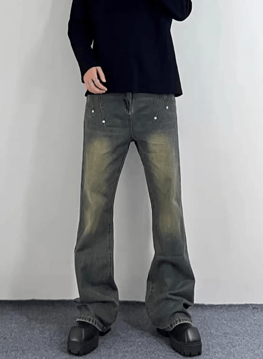 Japanese Brand × Jean Washed Street Hip Hop Studded Loose Jeans Size US 34 / EU 50 - 4 Thumbnail