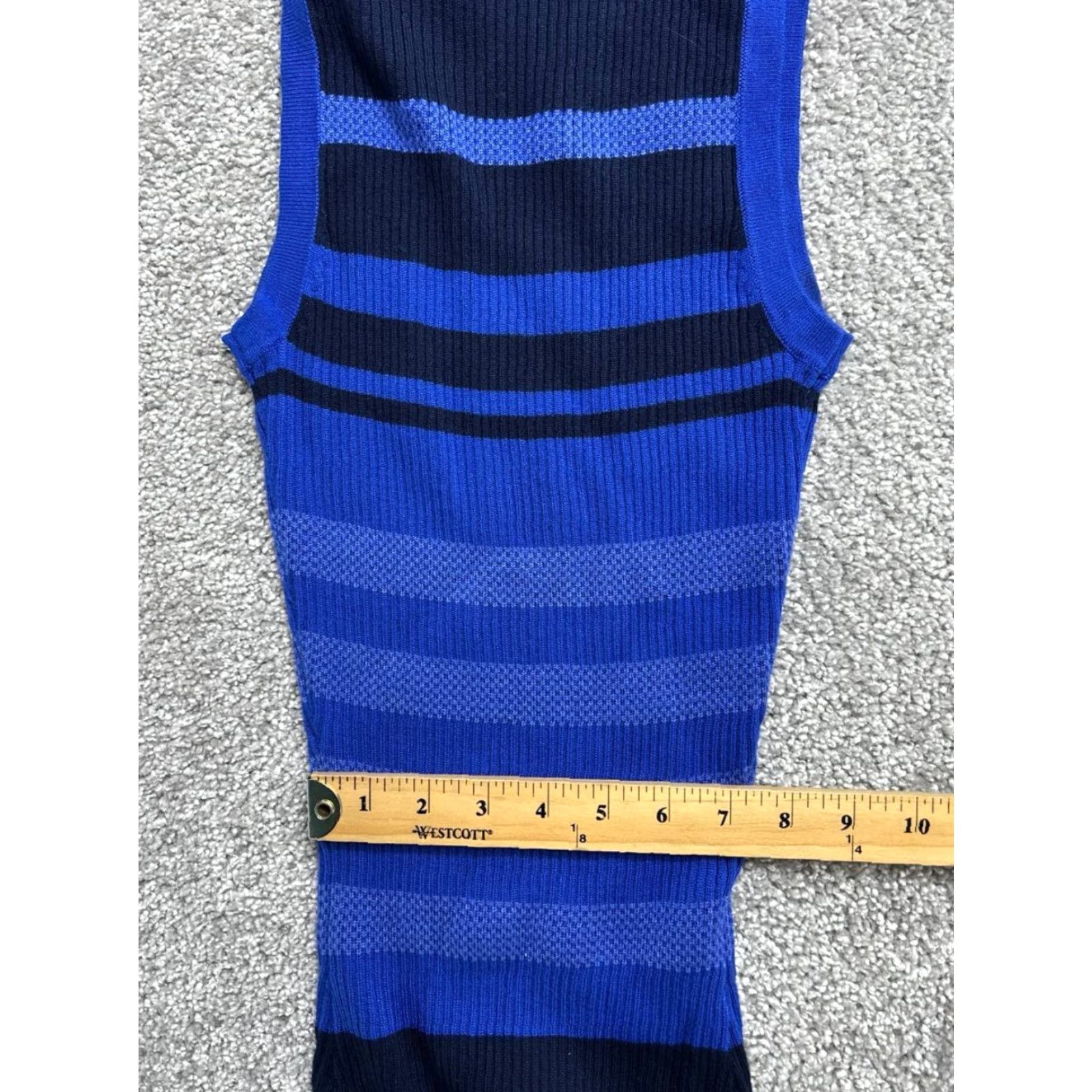 Vintage Evereve Dress Maxi Womens XS Blue Knit Stripes Side Slit Crew Neck Casual Size XS / US 0-2 / IT 36-38 - 5 Thumbnail