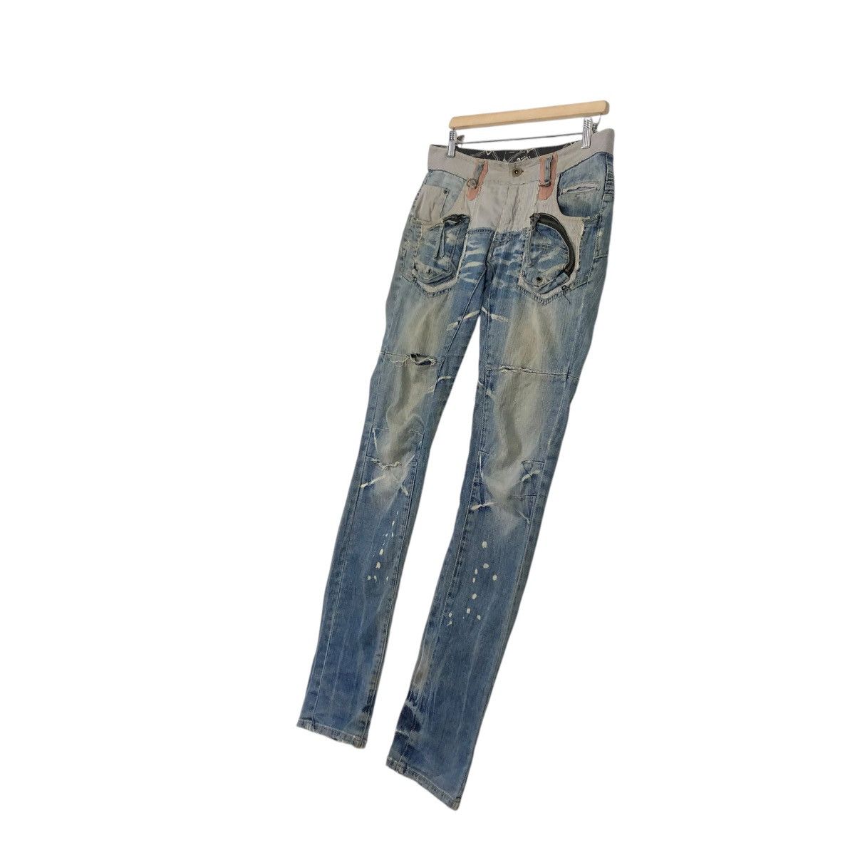 PPFM 🔥VINTAGE SKINNY DENIM JEANS PPFM BONDAGE PUNK DESIGN Size US 32 / EU 48 - 4 Thumbnail