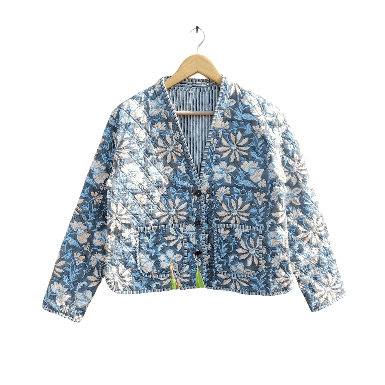 Vintage Handmade Cotton Quilted Jacket Reversible Jacket Size M / US 6-8 / IT 42-44 - 4 Thumbnail