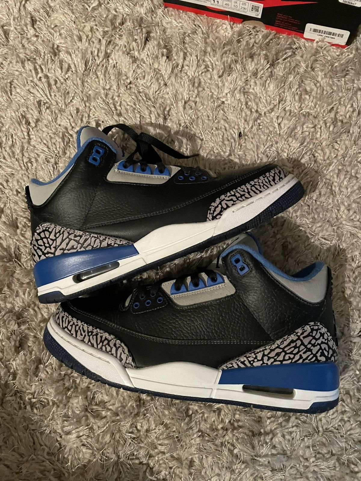 Jordan Brand Jordan 3 Black Sport Blue Size US 9 / EU 42 - 2 Thumbnail