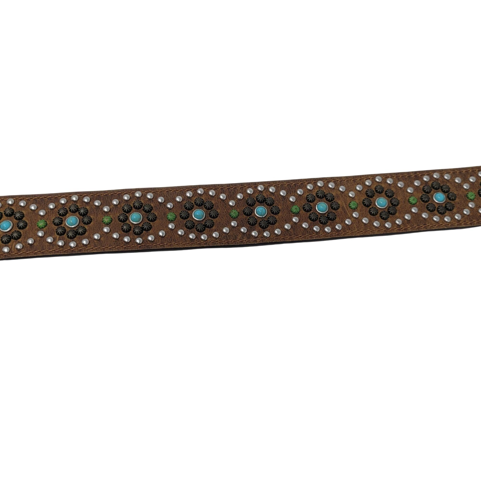 Nocona Nocona Leather Western Belt Studs Stones 30" S Brown Circle Size ONE SIZE - 7 Thumbnail