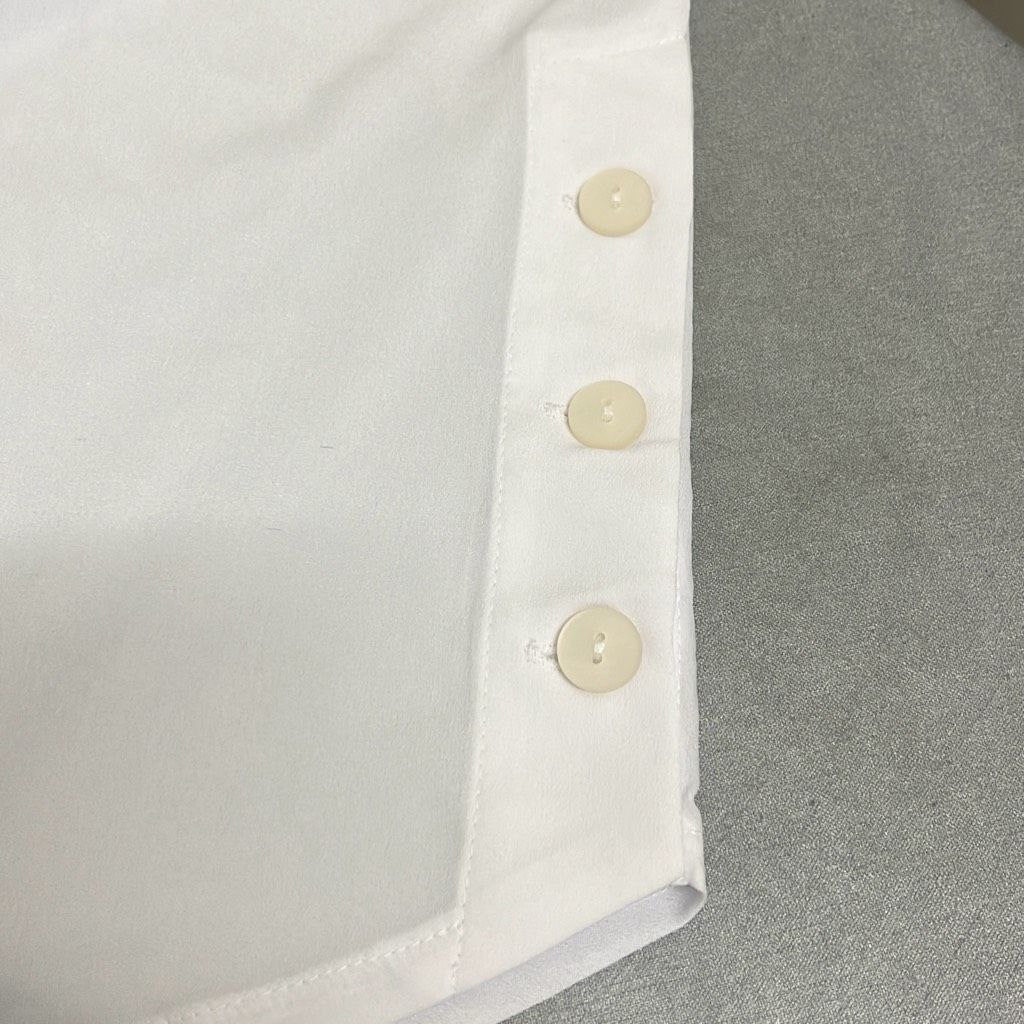 Alpha Studio Alpha Studio Womens M/L Button Front Blouse White Sheer Long Size L / US 10 / IT 46 - 5 Thumbnail