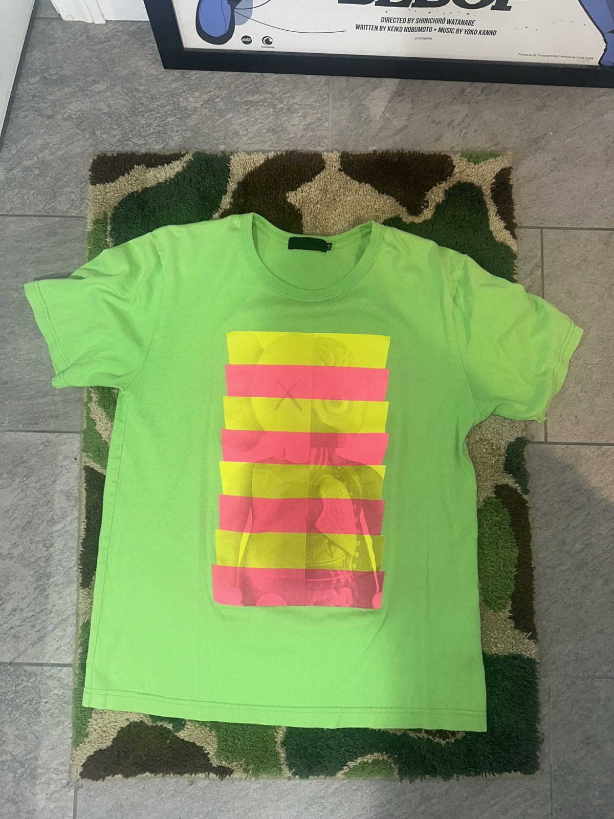 Original fake Kaws green size 2 2008 dissected tee