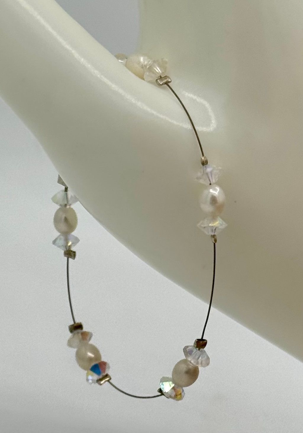Other Beautiful freshwater pearl crystal sterling bracelet 5 1/2" Size ONE SIZE - 3 Thumbnail