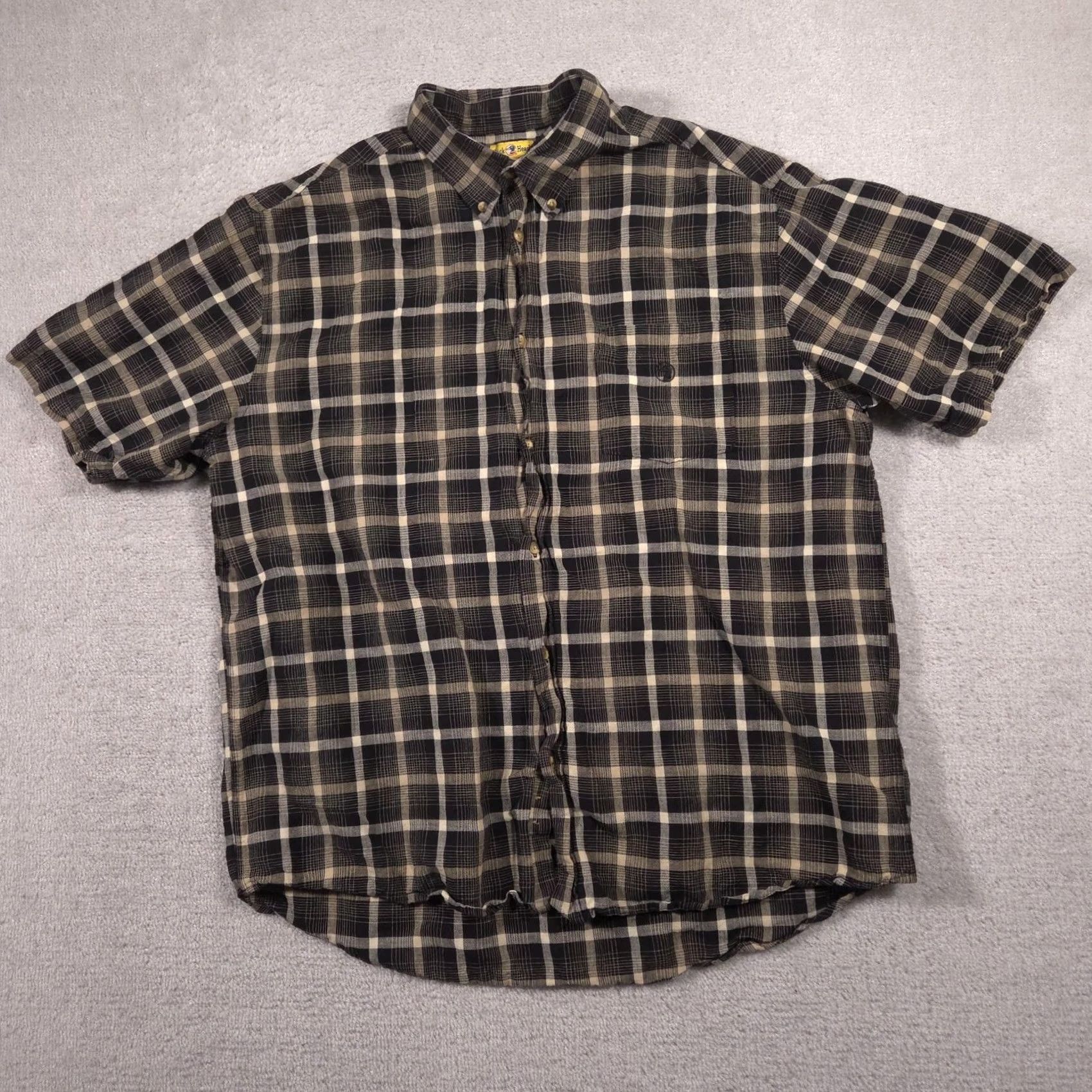 Vintage Duck Head Shirt Mens XL Brown Plaid Button-Down Short Sleeve Linen-Cotton Casual рынок Size US XL / EU 56 / 4 - 3 Thumbnail