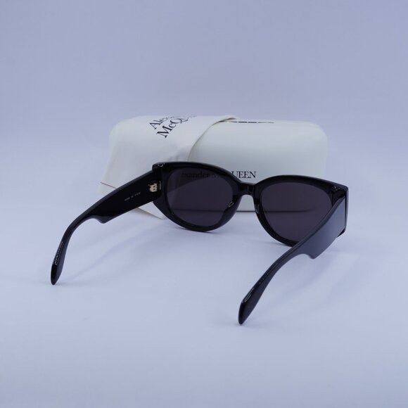 Alexander McQueen Alexander McQueen AM0330S 002 Sunglasses Black Oval Frame Size ONE SIZE - 10 Thumbnail