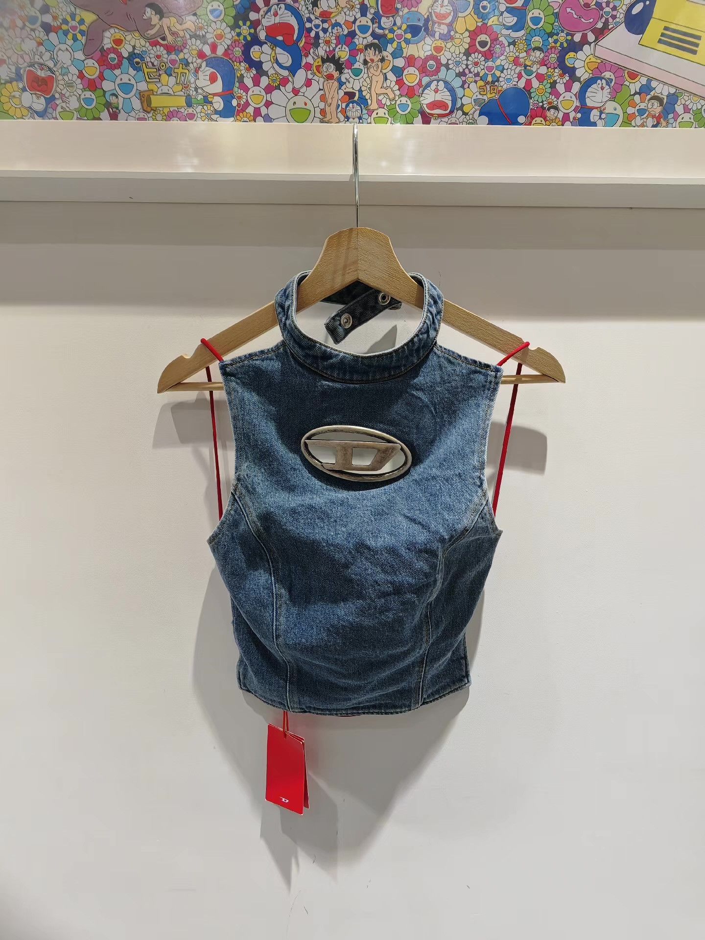 Diesel DIESEL SS23 Vintage Metal Cutout Logo Denim Crop Top Q15 Size M / US 6-8 / IT 42-44 - 1 Thumbnail