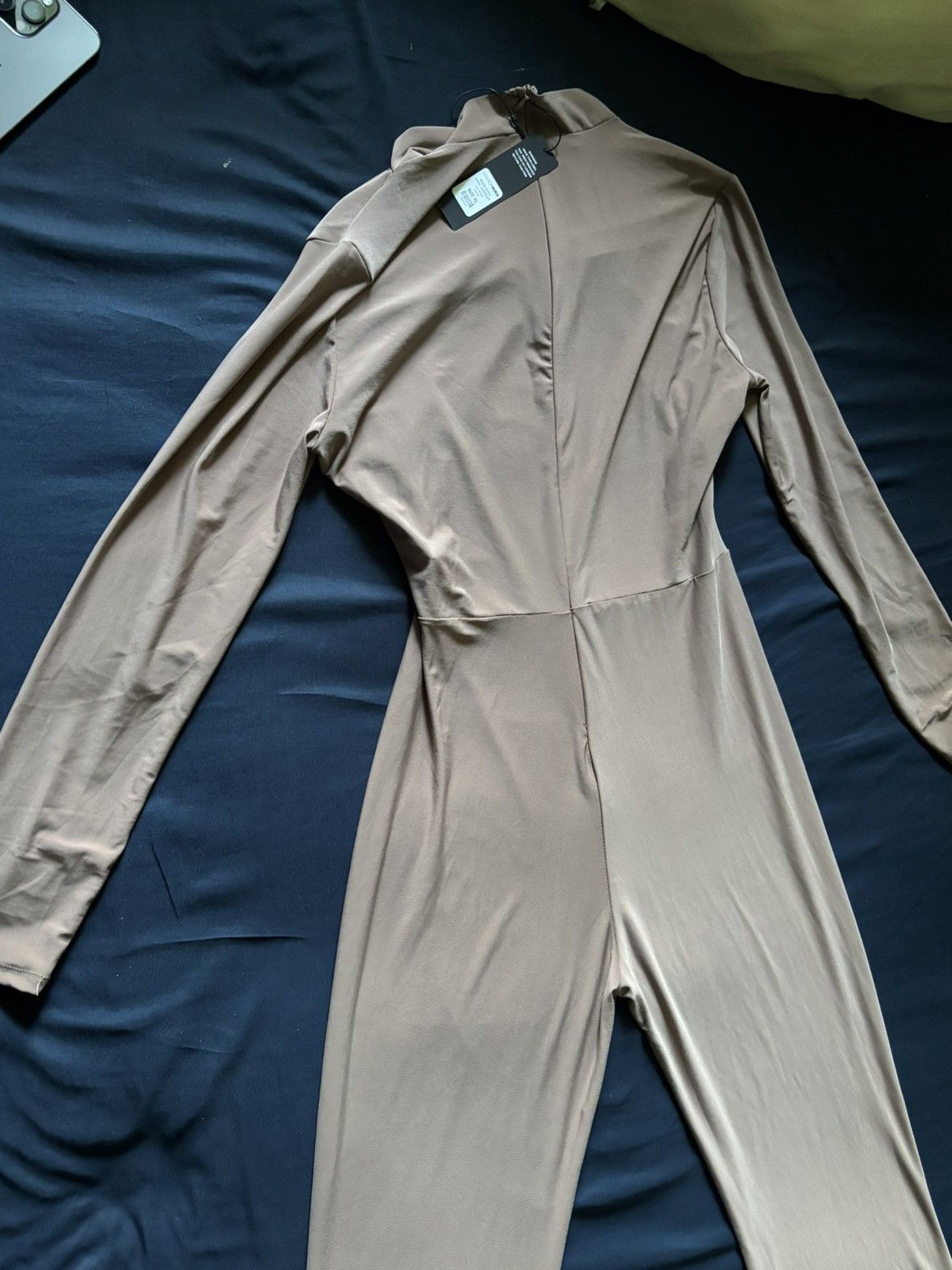 Fashion Nova Beige Form Fitting Maxi Jumpsuit Size XL / US 12-14 / IT 48-50 - 2 Thumbnail