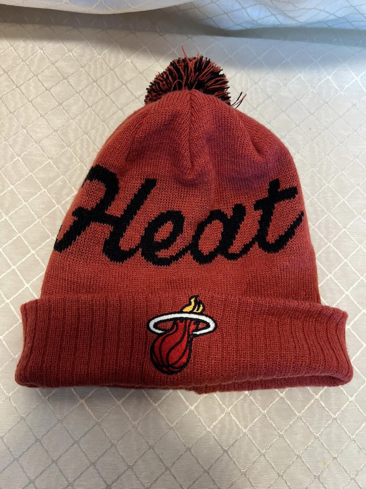 Other Miami Heat NBA Team Apparel Red Knit Cuffed Pom Pom Hat Size ONE SIZE - 2 Thumbnail