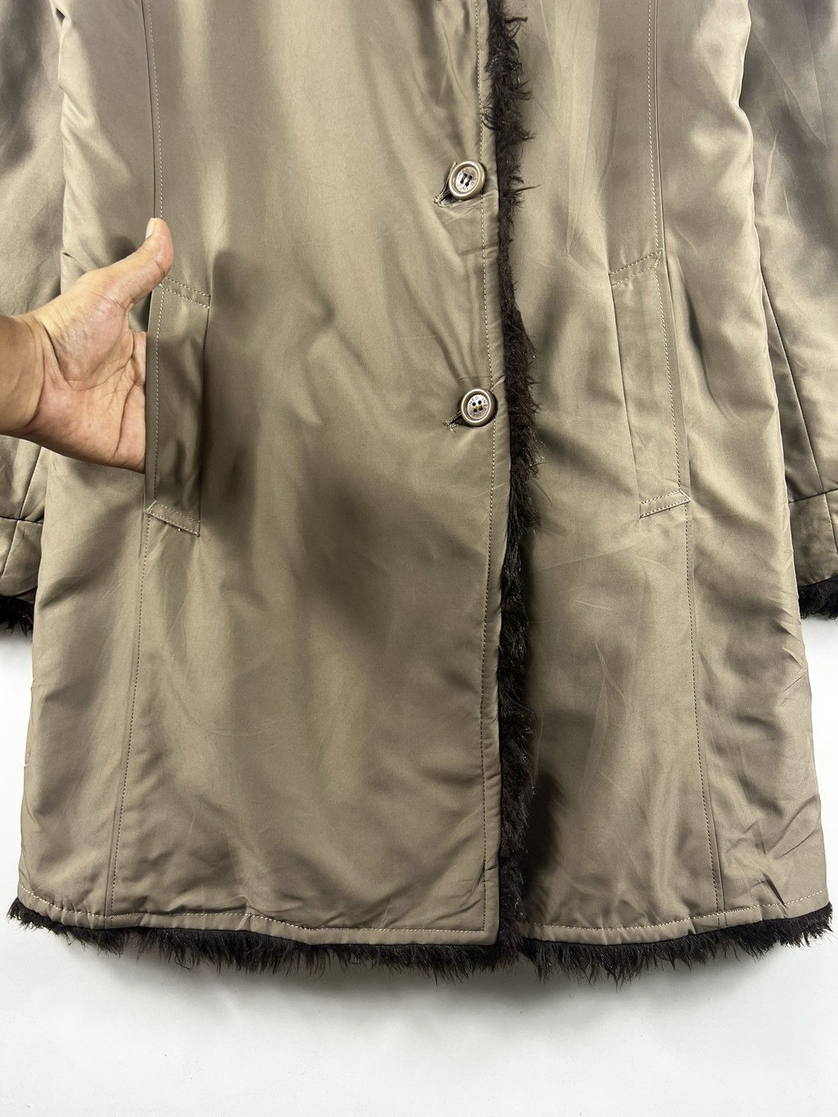 Japanese Brand 🔥 INED japanese fur lined longcoat fox fur collar Size S / US 4 / IT 40 - 4 Thumbnail