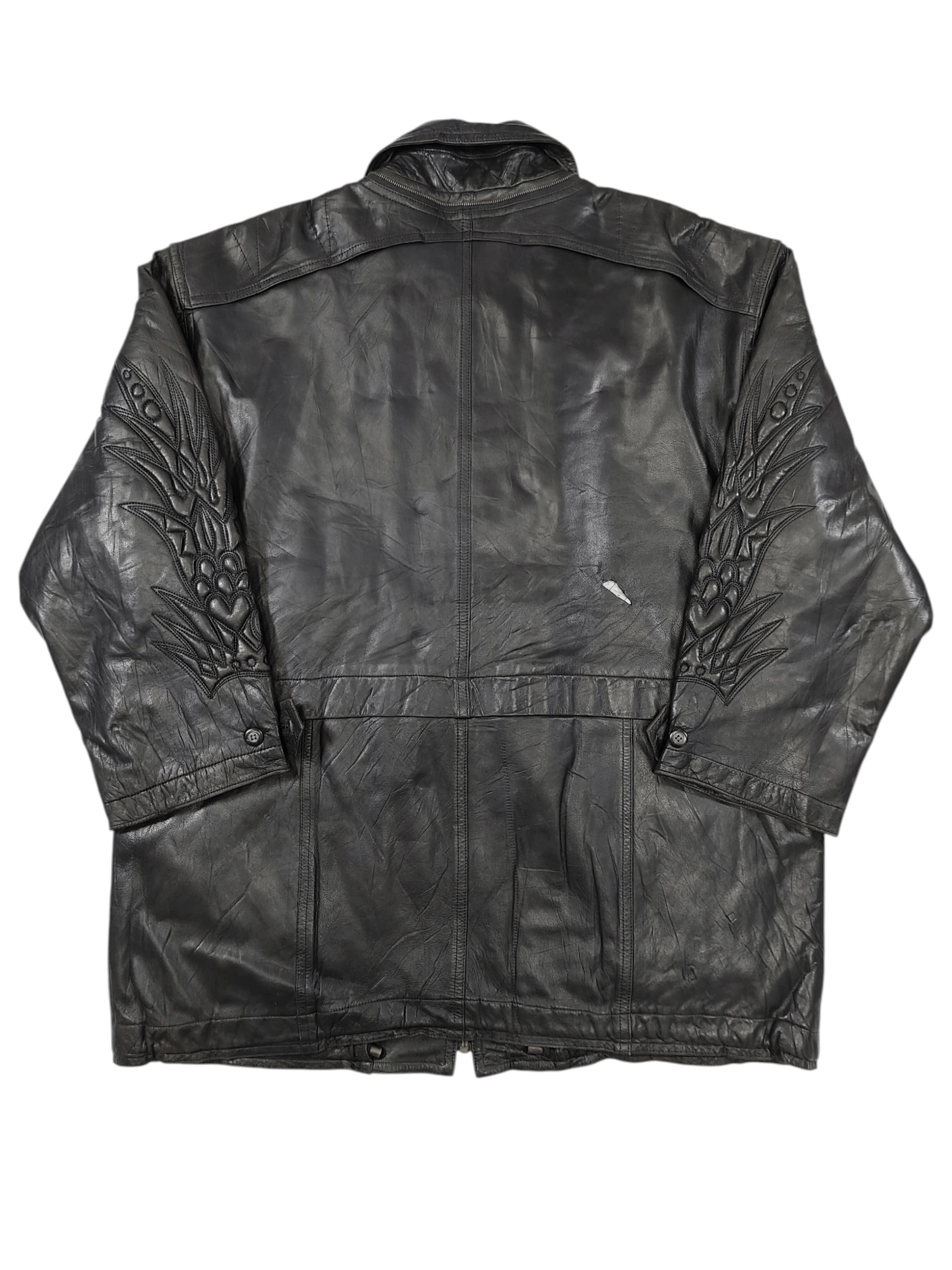 Kansai Yamamoto ARCHIVE📕80s Kansai O2 Tribal Embossed Leather Jacket Size US L / EU 52-54 / 3 - 5 Thumbnail