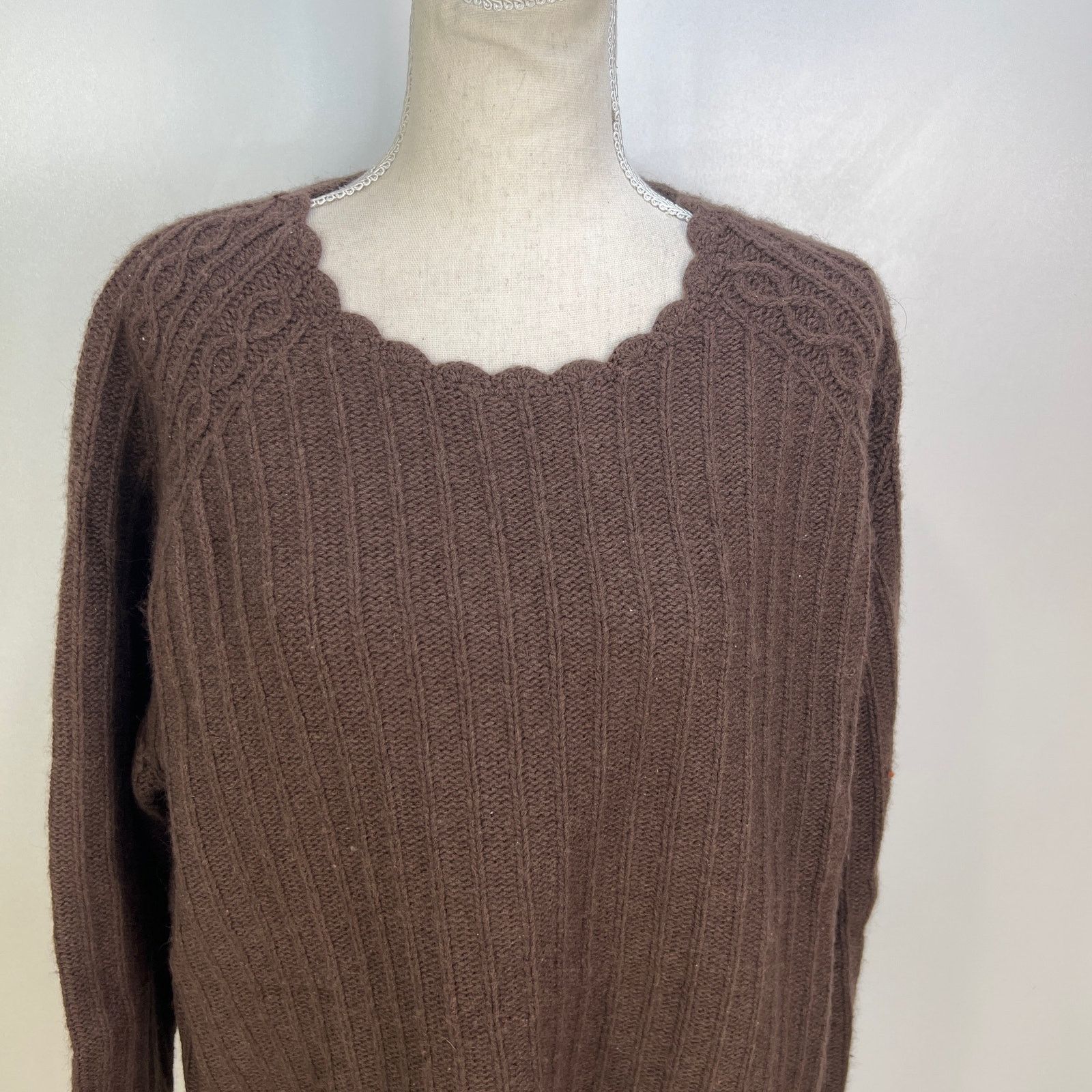 Gap × Vintage Vintage GAP Brown Wool & Angora Ribbed Sweater Size L / US 10 / IT 46 - 2 Thumbnail