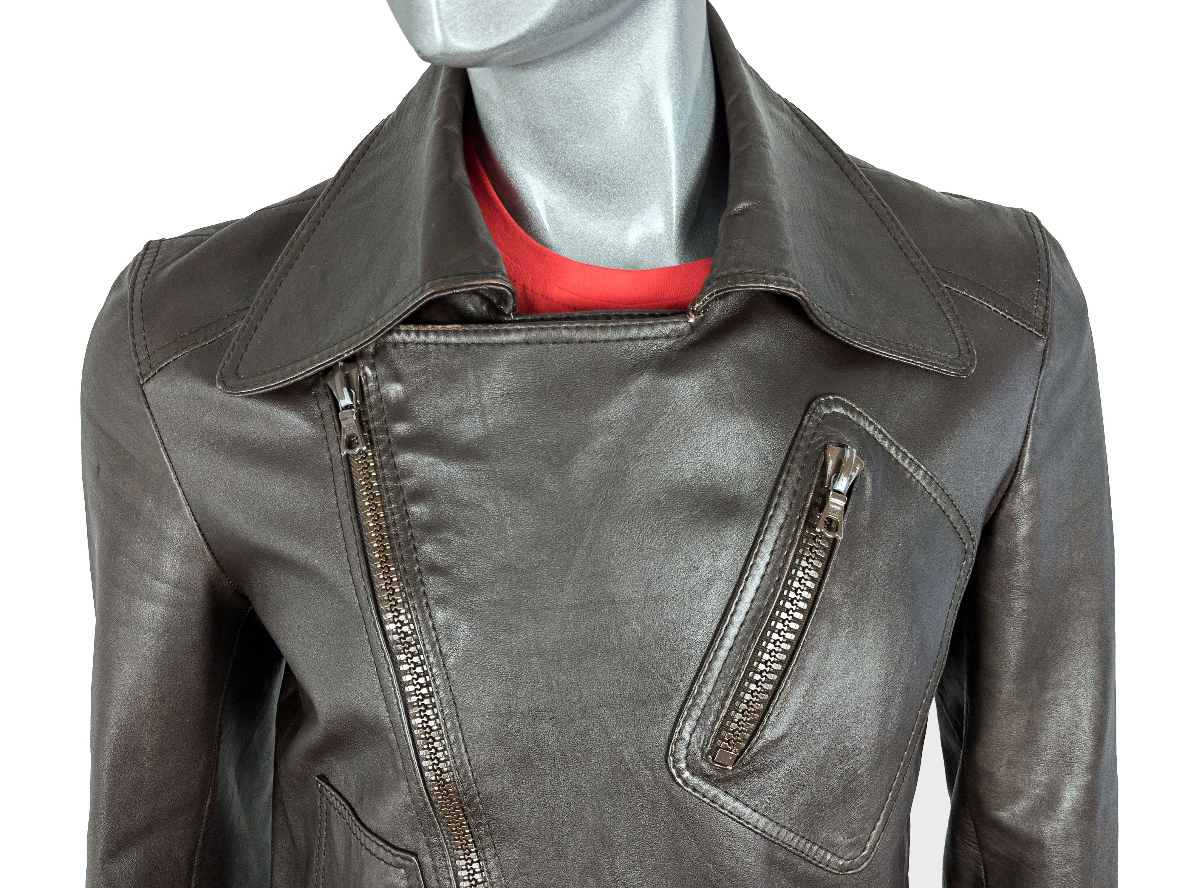 Other Vintage 90s Italian brown leather biker jacket Size US S / EU 44-46 / 1 - 13 Thumbnail