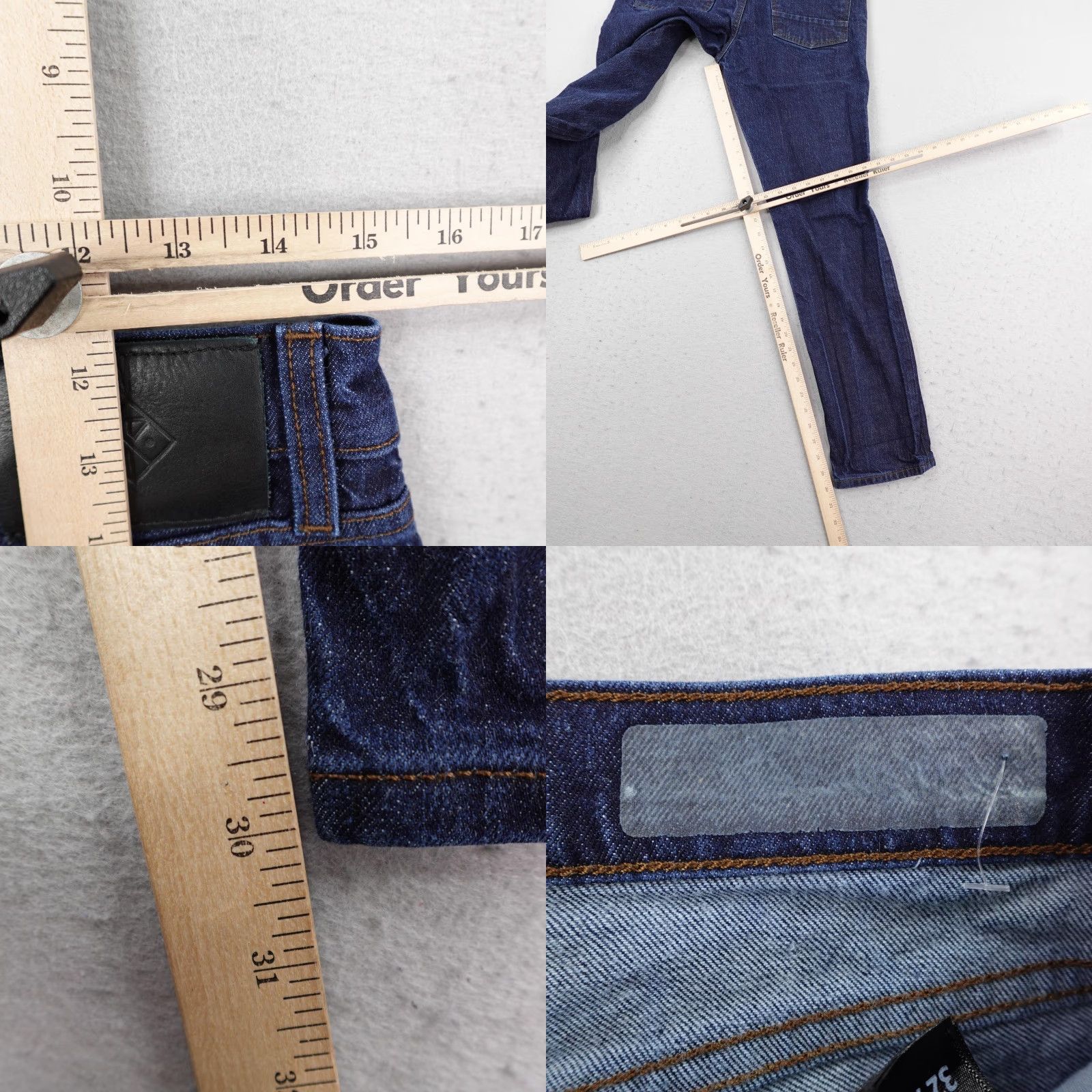 Roark Roark Jeans Mens 32x32 Dark Wash Blue Raw Denim Straight Leg Hemp Blend Flex Size US 32 / EU 48 - 8 Thumbnail