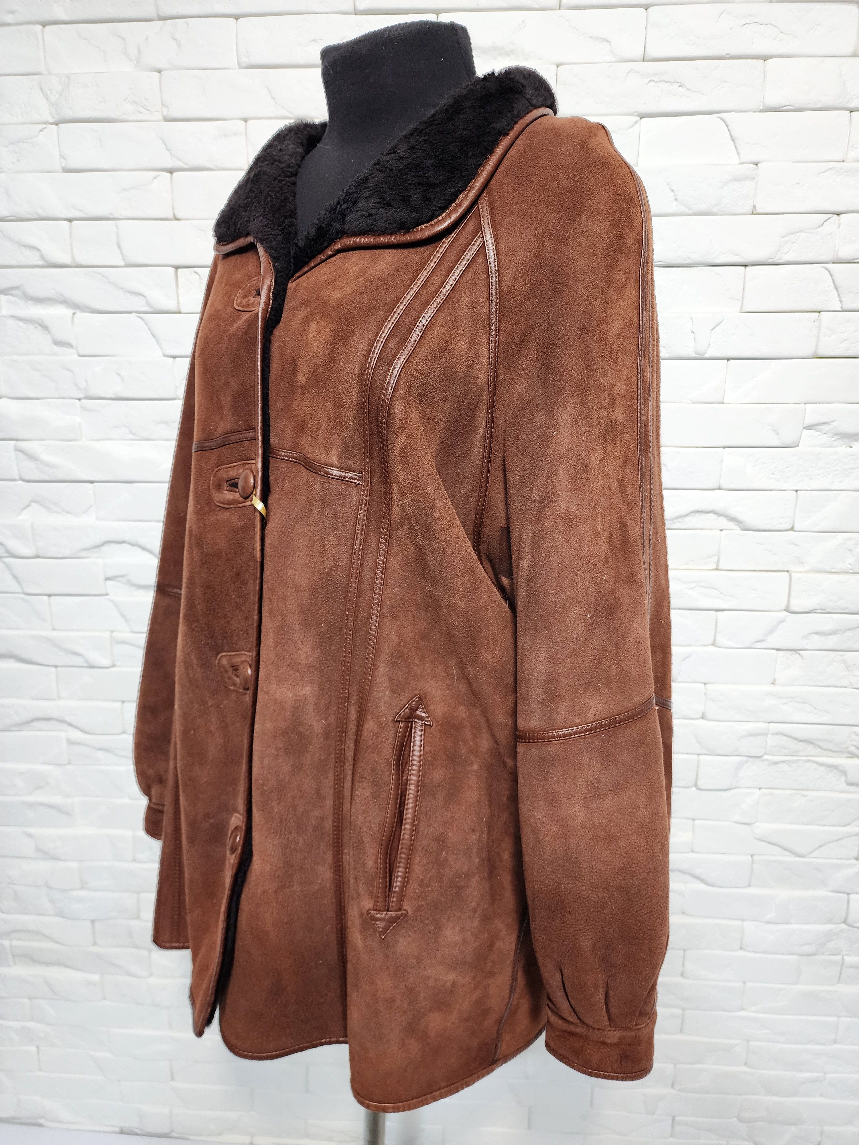 Genuine Leather Brown Women's Sheepskin Coat Size XXL / US 16-18 / IT 52-54 - 2 Thumbnail