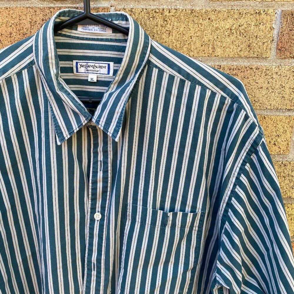 Vintage YSL blue striped button cheapest down