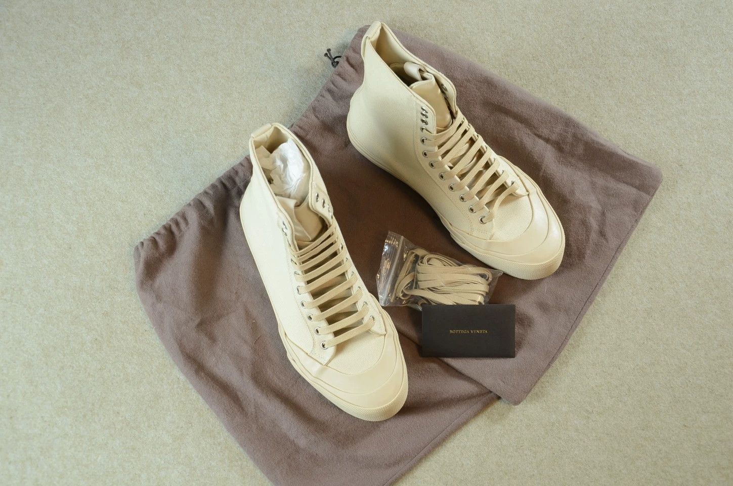 Bottega Veneta BV Daniel Lee gray high-top canvas sneakers Size US 7 / EU 40 - 8 Thumbnail