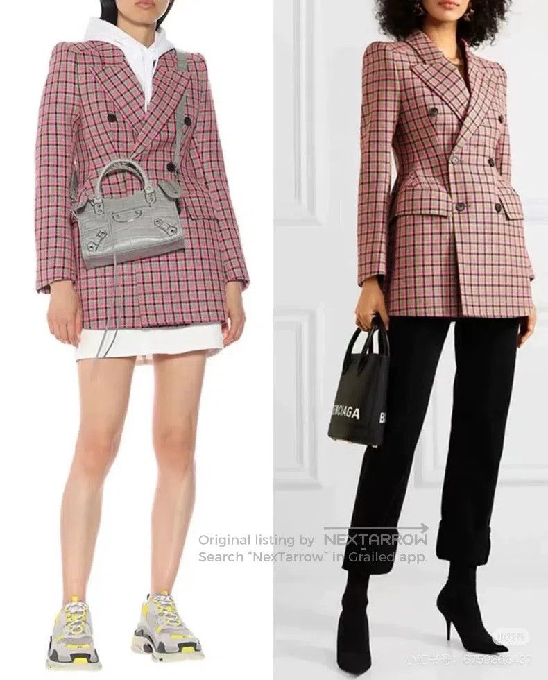Balenciaga Balenciaga Plaid Double-Breasted Sandglass Blazer Coat Size XS / US 0-2 / IT 36-38 - 8 Thumbnail