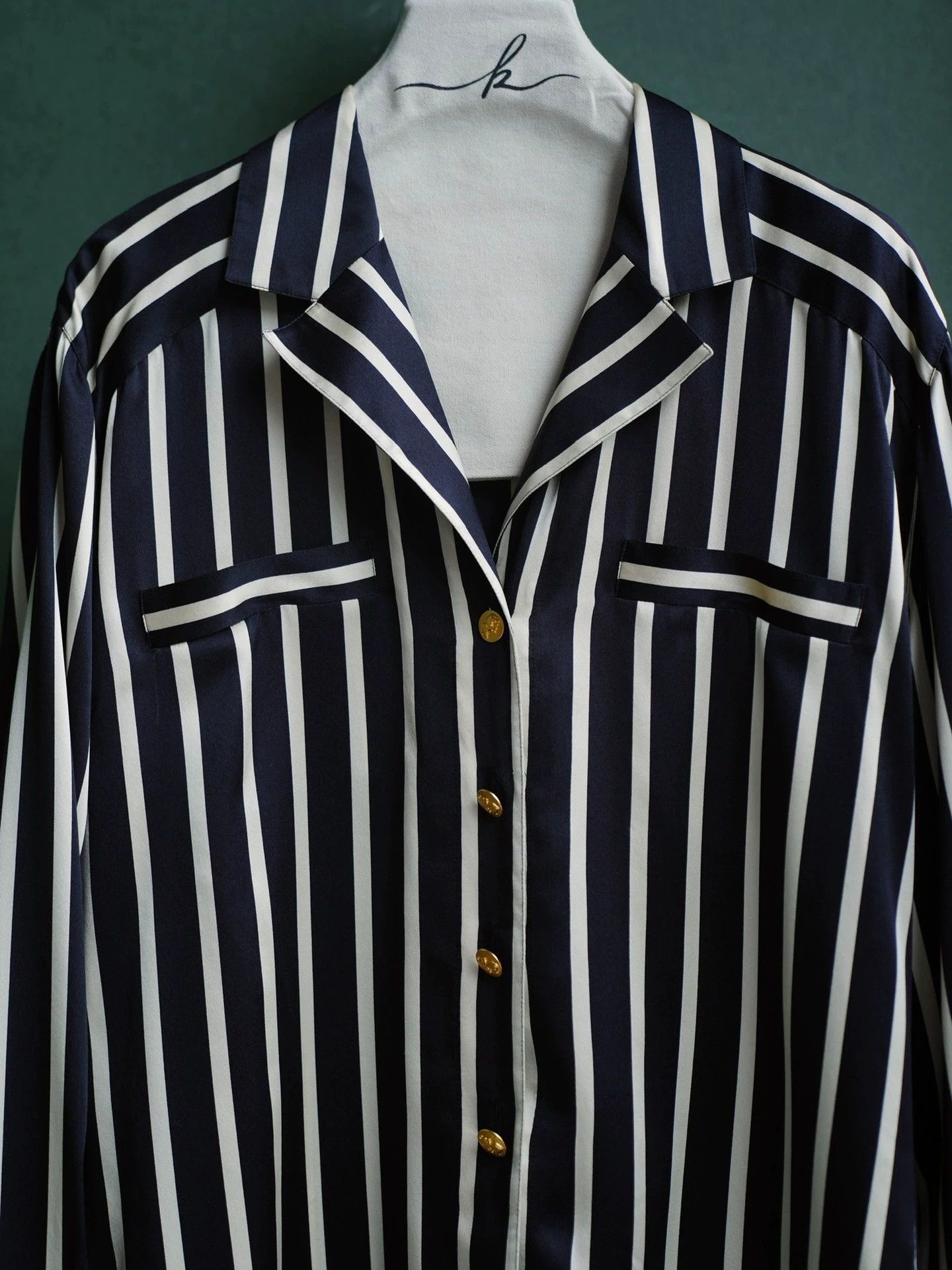 Escada Escada Vintage Silk B&W Stripe Elephant Gold Button Shirt Size M / US 6-8 / IT 42-44 - 5 Thumbnail