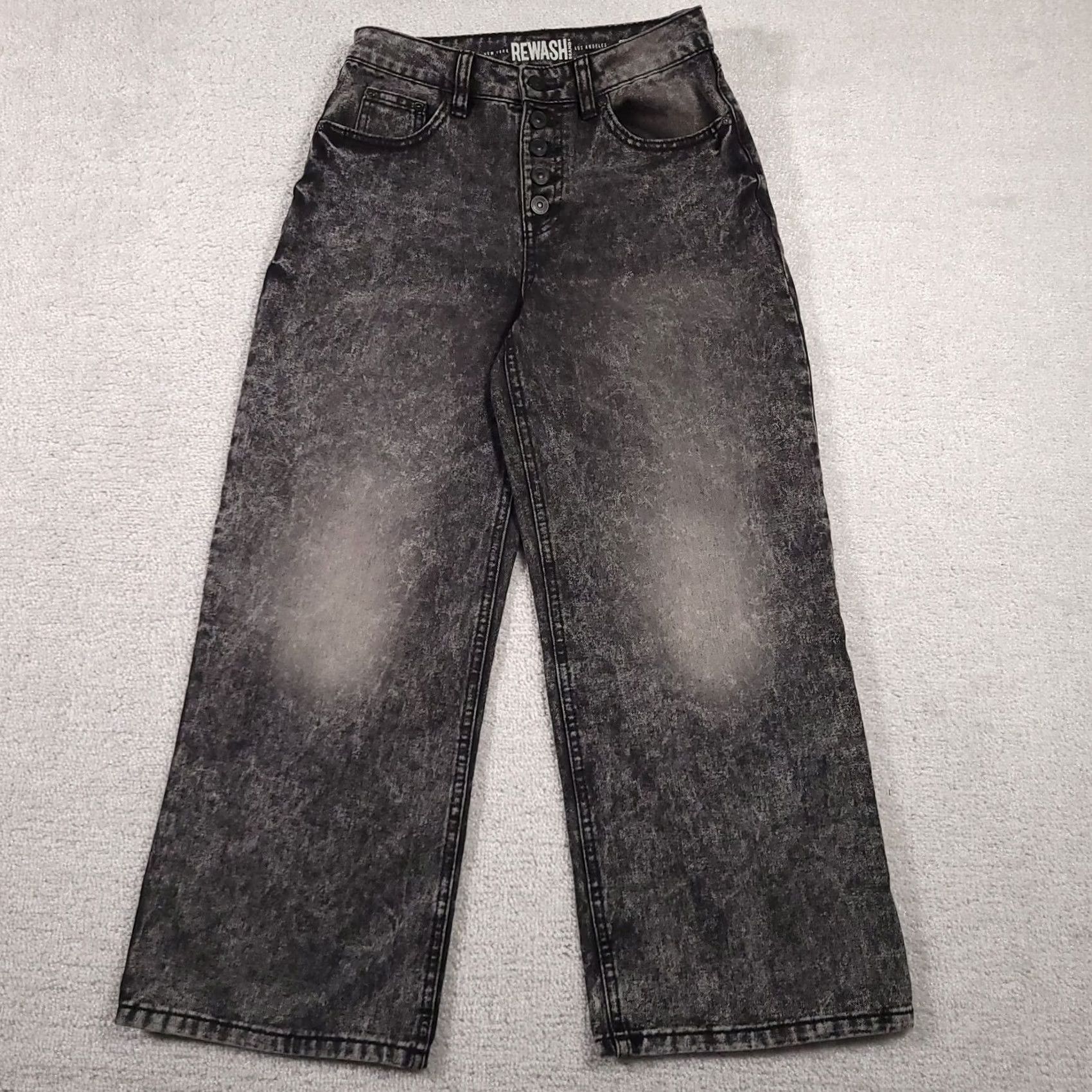 Vintage VINTAGE Rewash Jeans Women's 1/25 Super High Rise Wide Leg Button Fly Black Capri Retro Bohemian 90s Womens Jeans Size 42" / US 20 - 2 Thumbnail