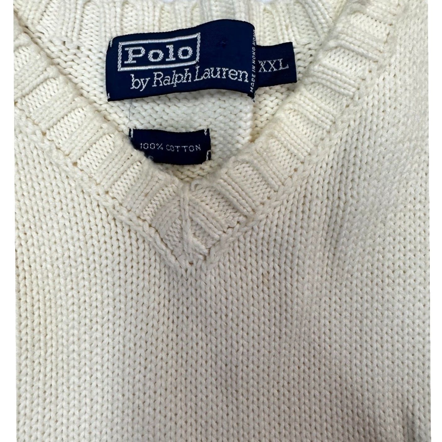 Polo Ralph Lauren VINTAGE Polo Ralph Lauren V Neck Sweater Vest Mens XL XXL Cotton Ivory Measures approximately 25" armpit to armpit 29" shoulder to hem Size US XXL / EU 58 / 5 - 4 Thumbnail
