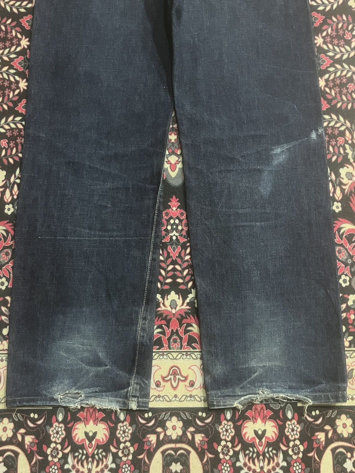 Vintage Japan Brand Dark Blue Faded Washed Buckle Back Selvedge Jean Size US 33 - 10 Thumbnail