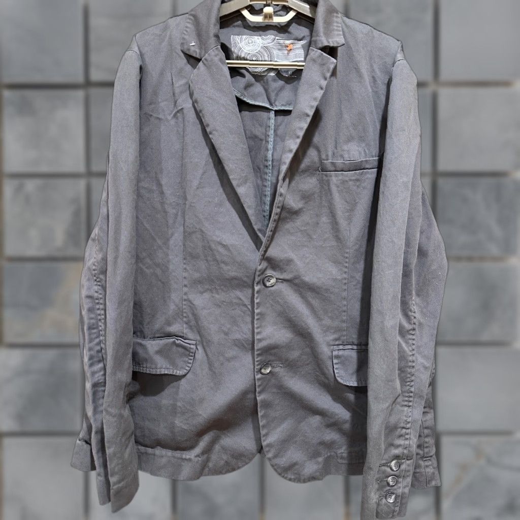Vintage Shrunken Jacket XL Gray Double Breasted Business Wear Minimalist Office Size US XL / EU 56 / 4 - 1 Thumbnail