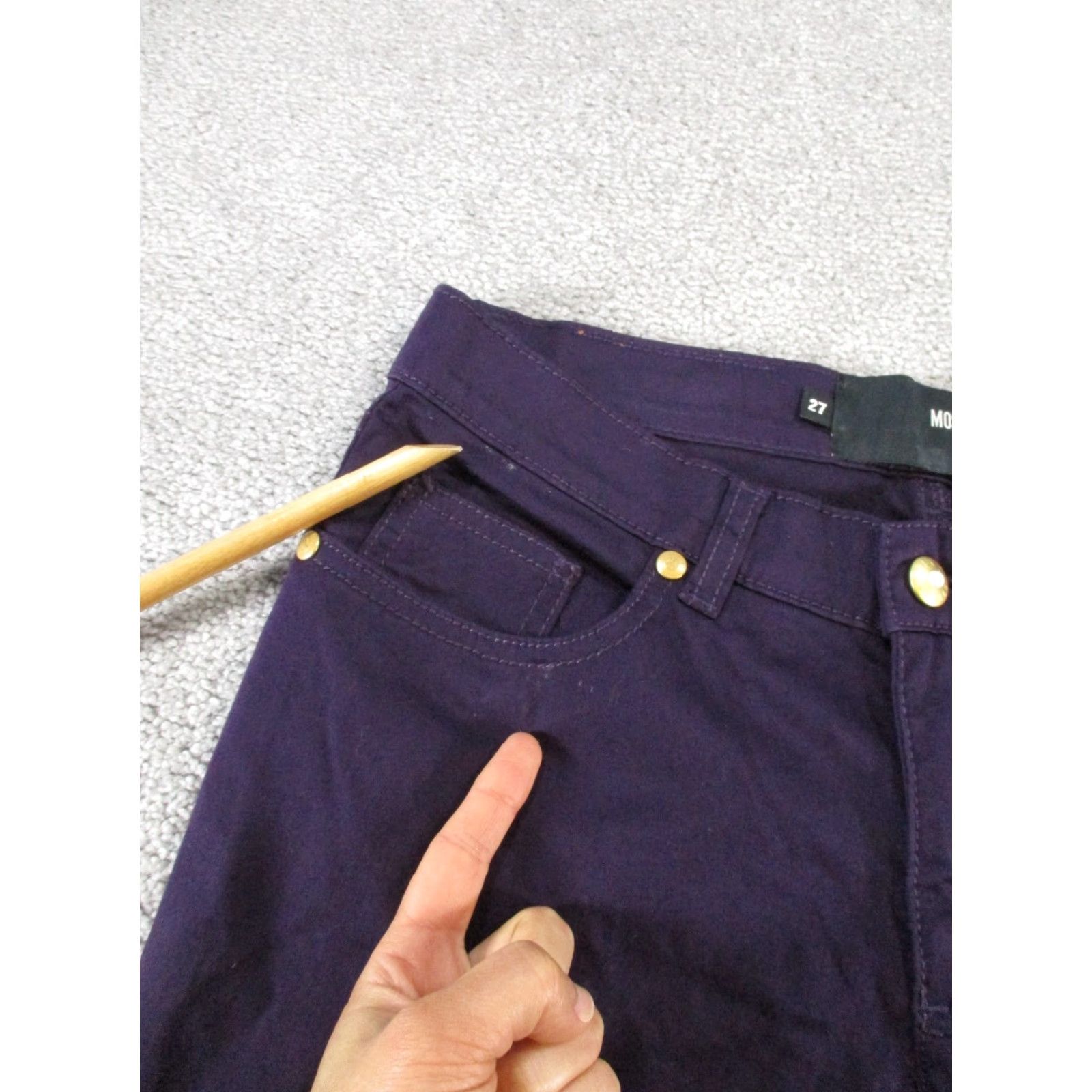 Moschino VINTAGE Love Moschino Pants Womens 27 Dark Purple Cotton Slim Straight * Size 27" / US 4 / IT 40 - 2 Thumbnail