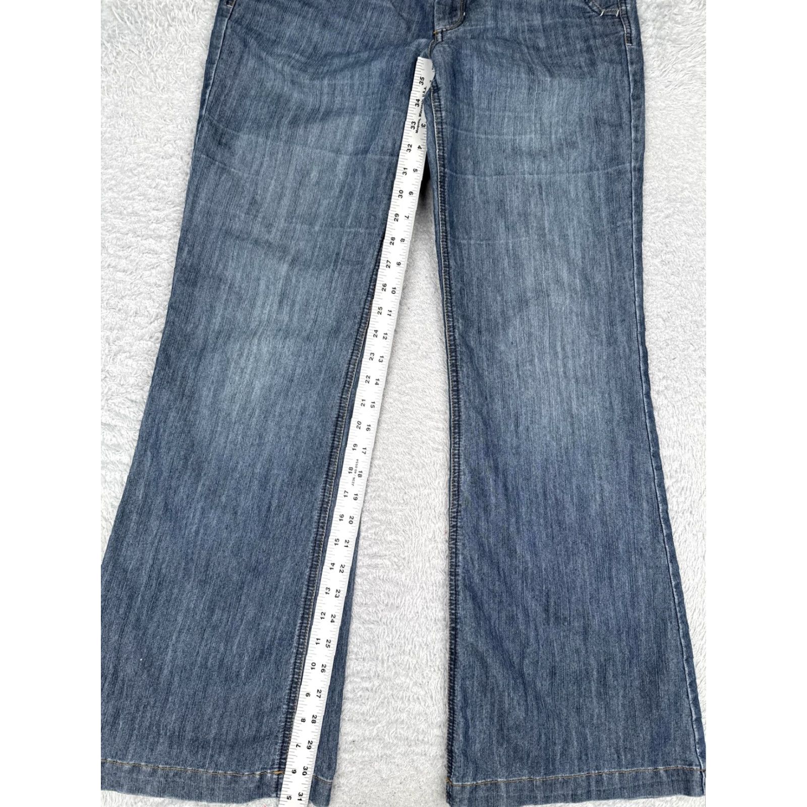 Denime Beau Jeans Womens 8 Wide-Leg Denim Blue Medium Wash Mid Rise Relaxed Stretch 28x32 Jeans Size 30" / US 8 / IT 44 - 7 Thumbnail