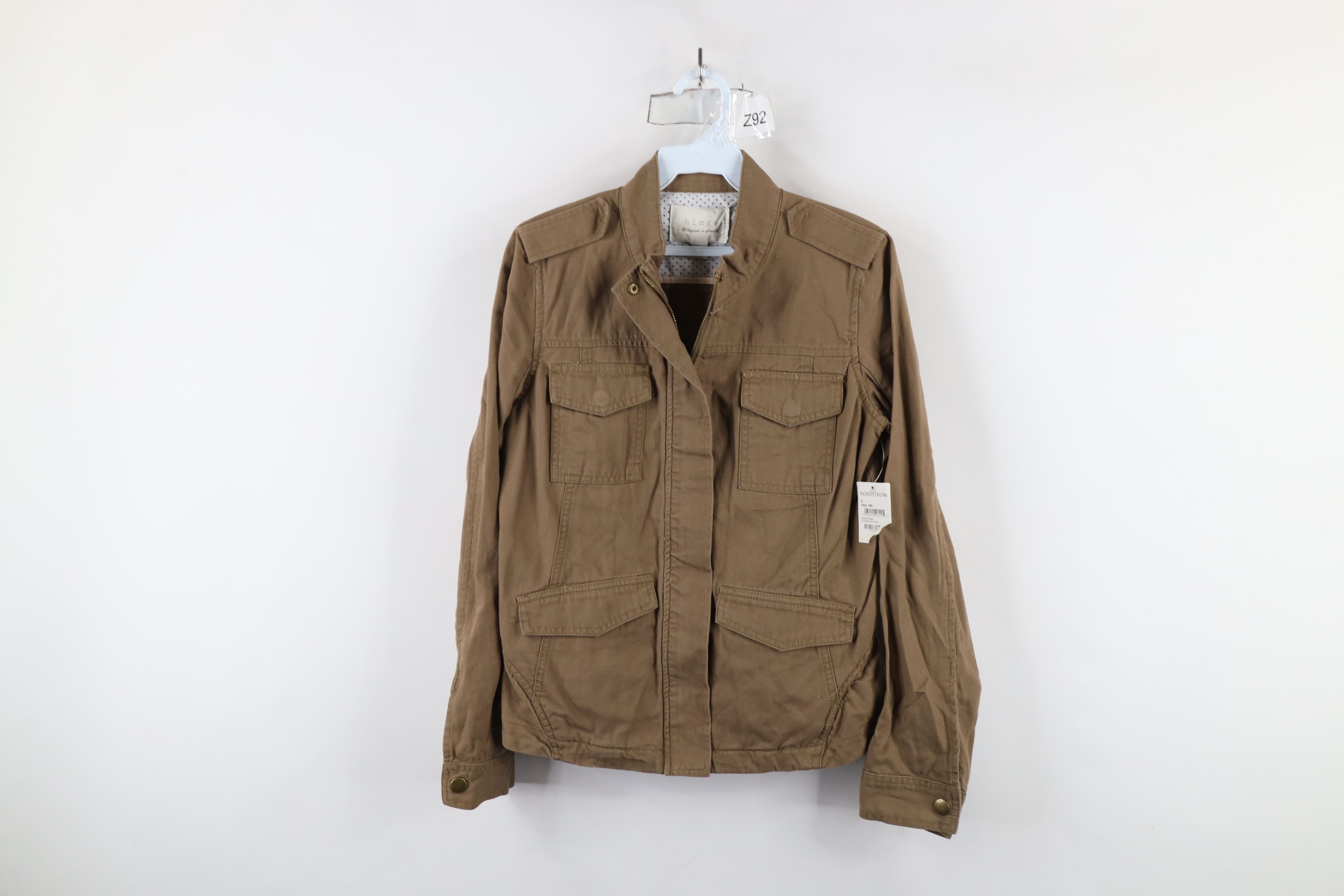 Vintage New Hinge Nordstrom Canvas Military Style Field Jacket Stone Size S / US 4 / IT 40 - 1 Thumbnail