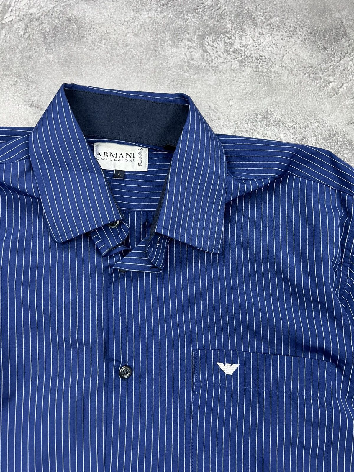 Armani Collezioni Armani Collezioni Blue Striped Mens Button Up Shirt Classic Size US L / EU 52-54 / 3 - 2 Thumbnail