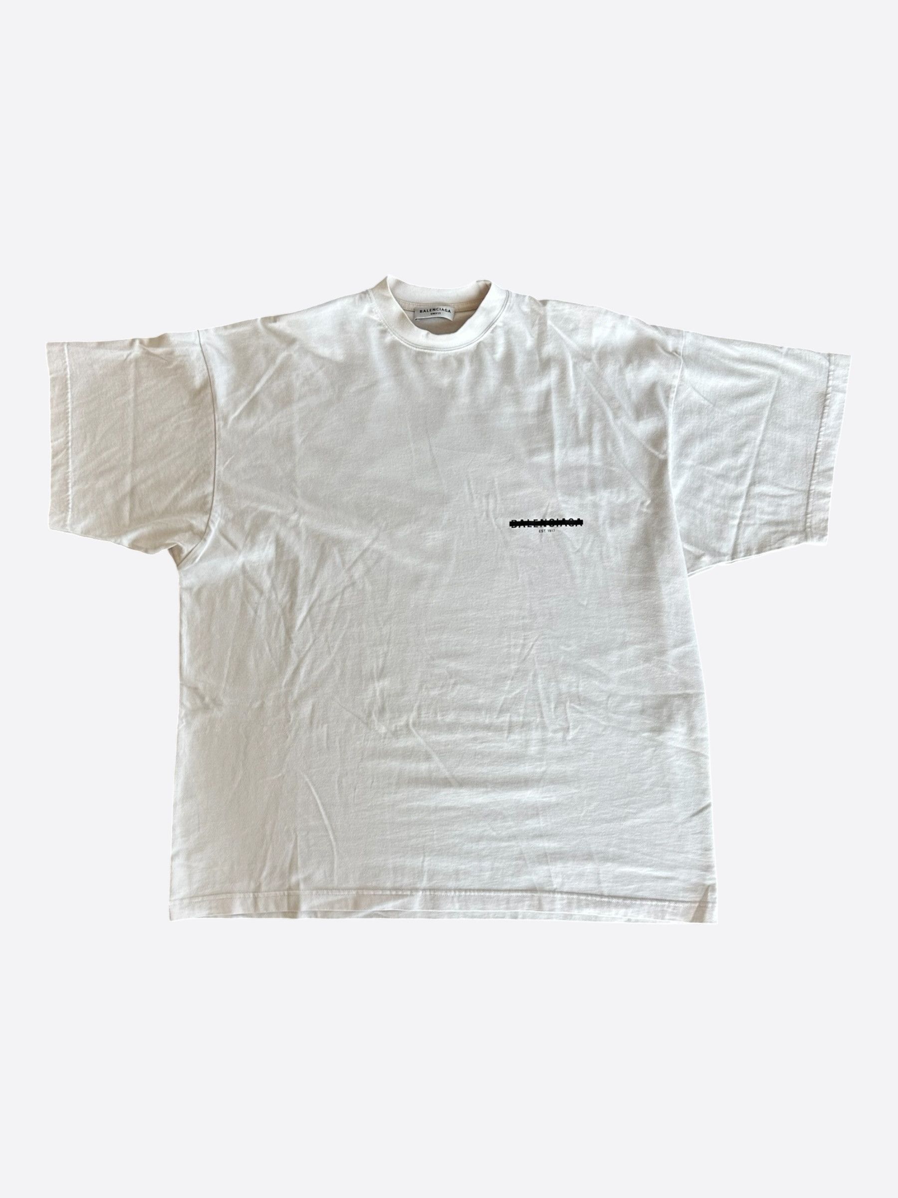 Balenciaga Balenciaga White & Black Strike Logo T-Shirt Size US XL / EU 56 / 4 - 1 Thumbnail