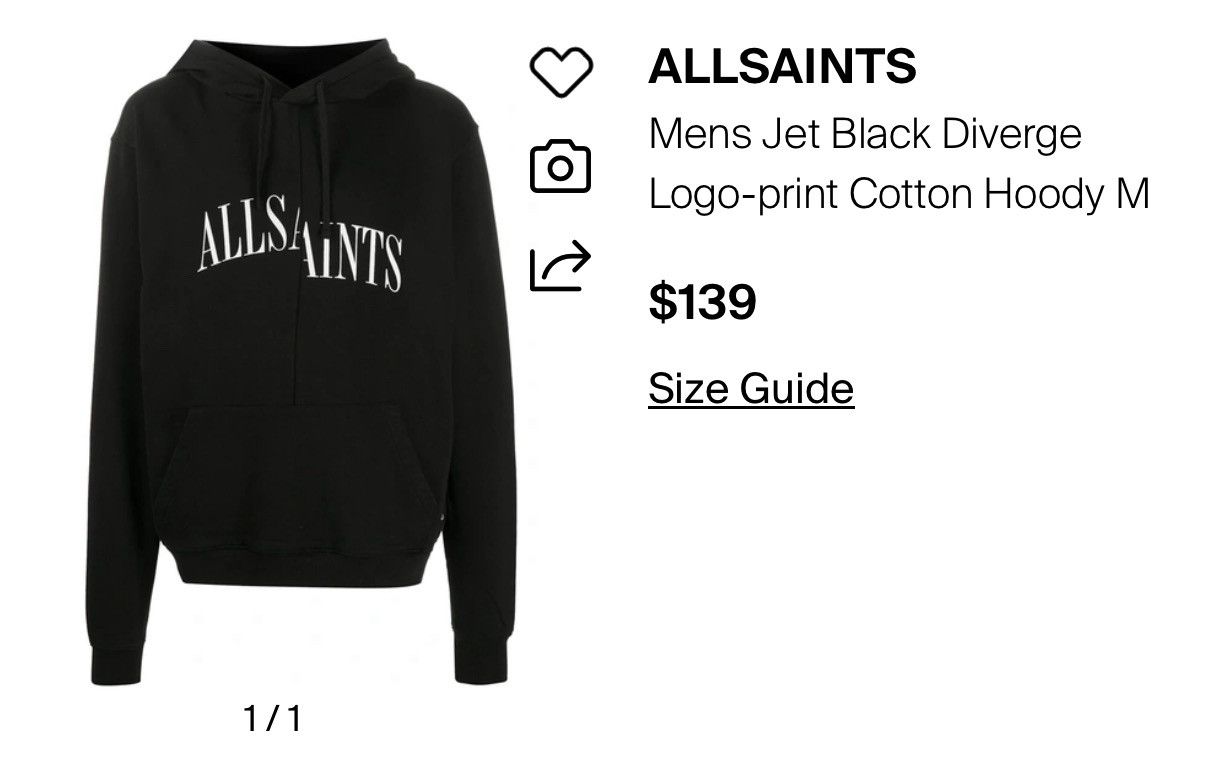 Allsaints ALLSAINTS DIVERGENT SPLIT HOODIE Size US L / EU 52-54 / 3 - 3 Thumbnail