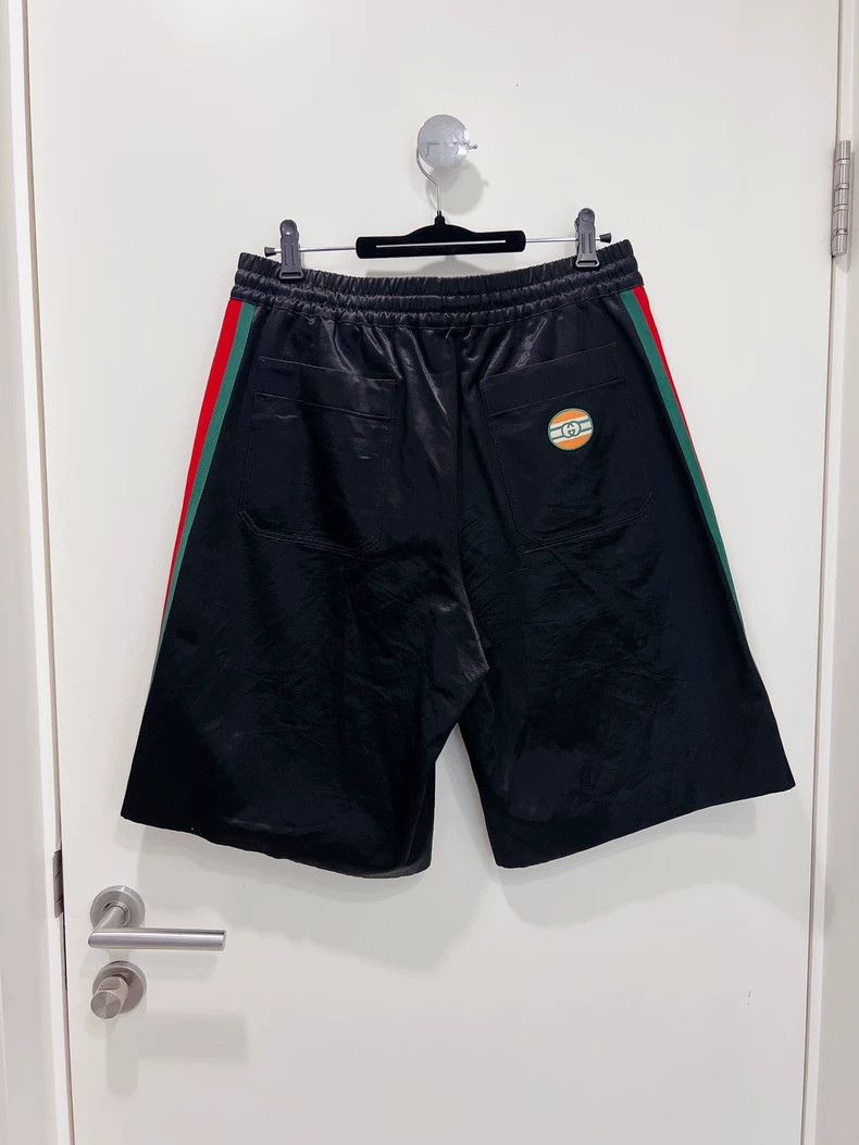 Gucci Gucci Popular red and green side striped black satin men's Size US 32 / EU 48 - 2 Thumbnail