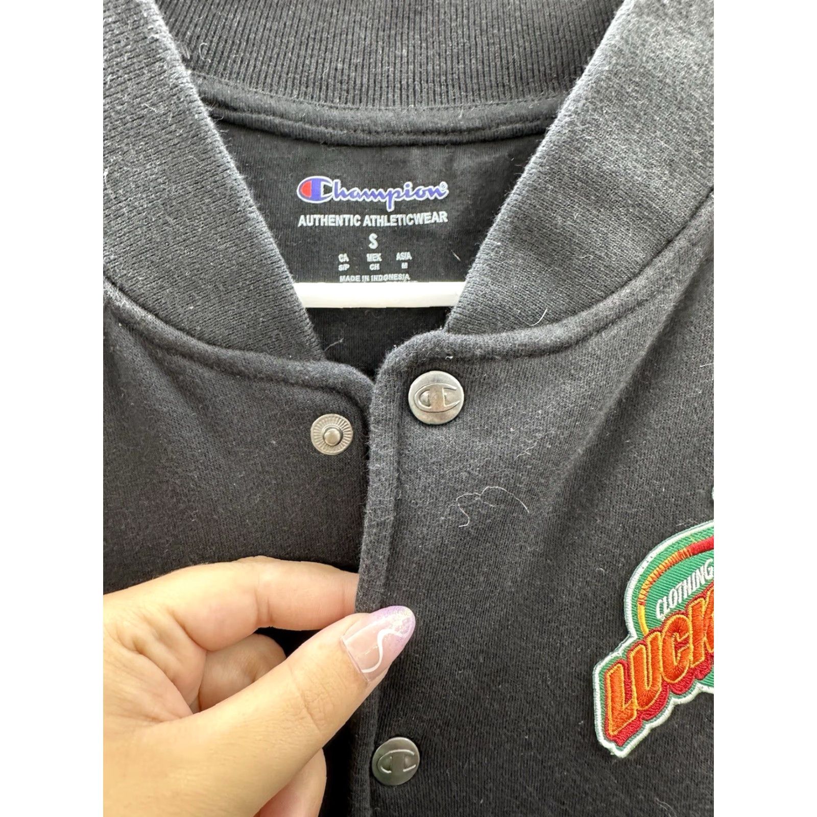 Champion Champion Bomber Jacket Sports 90s Black Snap Up Patch Basketball Men Small VINTAGE Size US S / EU 44-46 / 1 - 3 Thumbnail