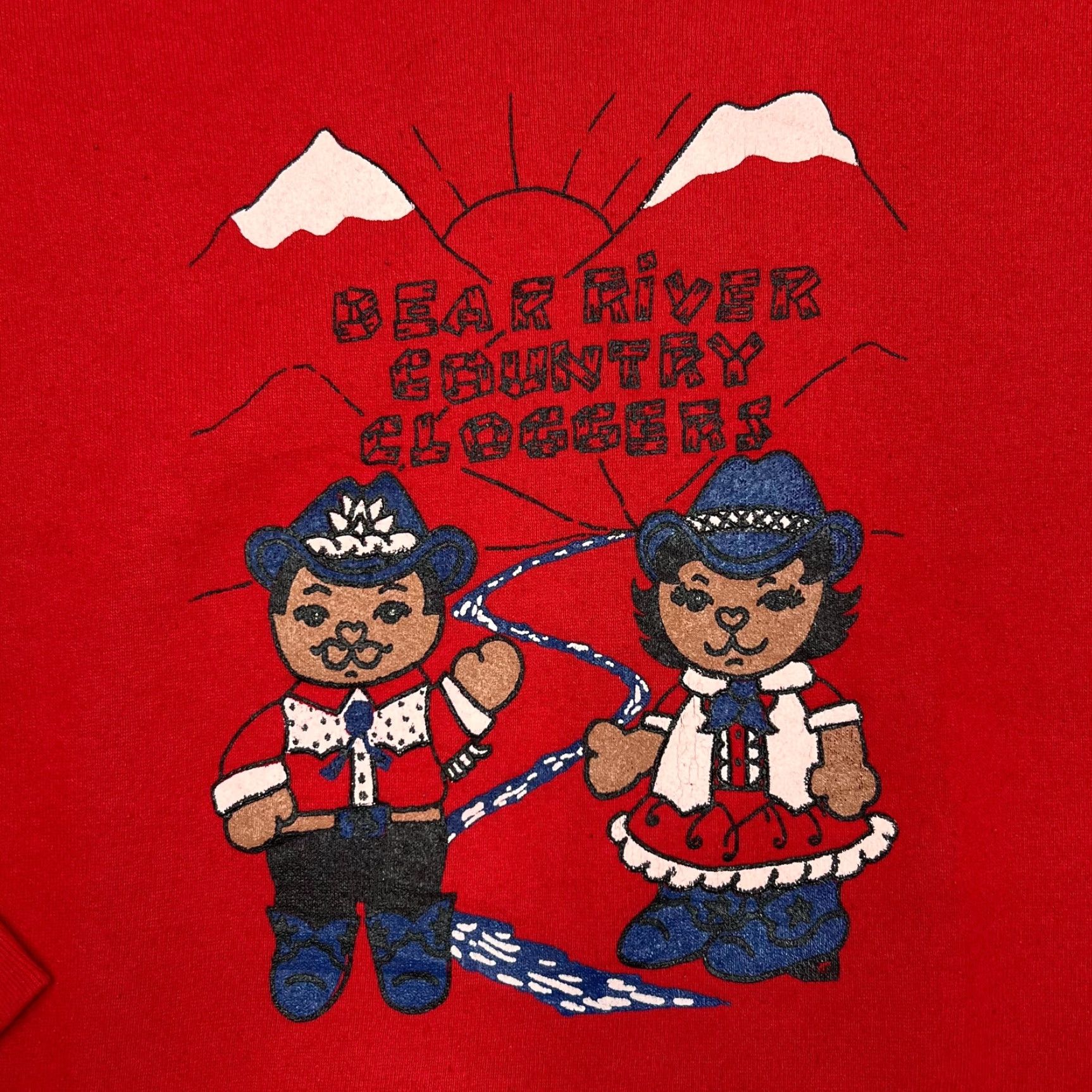 Fruit Of The Loom VINTAGE Bear River Country Cloggers Graphic Sweatshirt Large Medium Red Mens Sweatshirt Graphic Red 90s Country Bear River Cloggers Mens Size US M / EU 48-50 / 2 - 2 Thumbnail