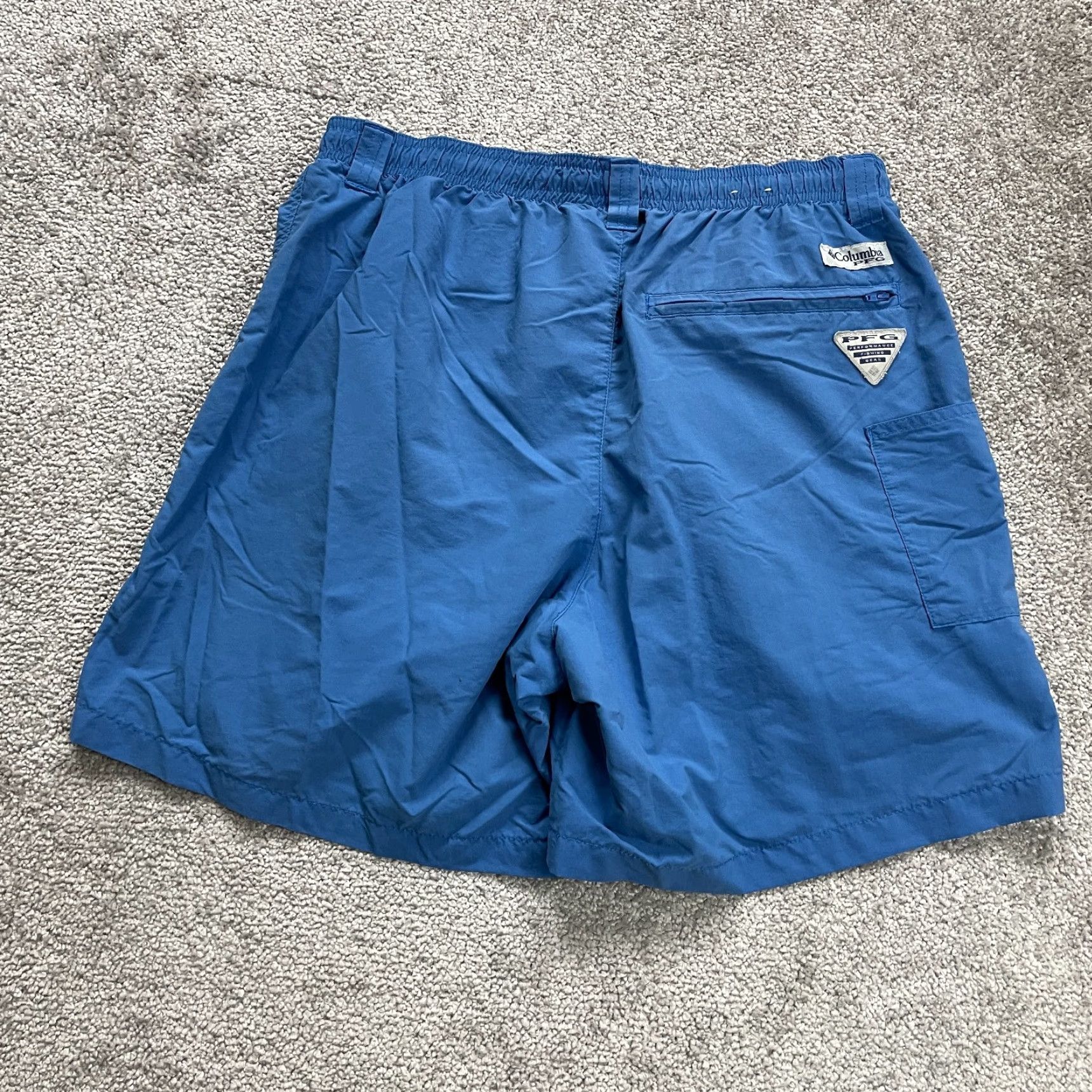 Vintage Columbia PFG Backcast Water Shorts Mens Small Blue Nylon Elastic Waist Shorts Mens Blue Nylon Backcast PFG Beach Size US 29 - 2 Thumbnail