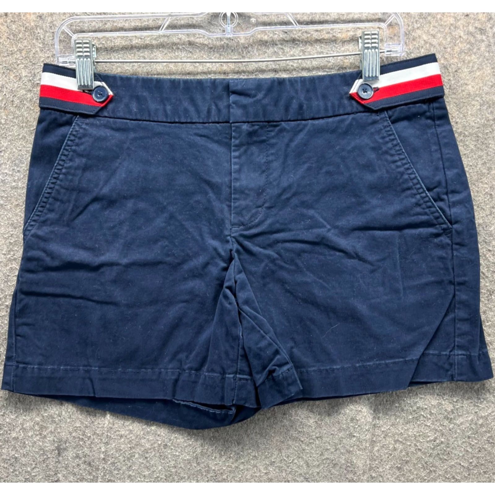 Tommy Hilfiger Tommy Hilfiger Shorts Womens 4 Blue Navy Red Chino Flat Front Classic Canvas Logo Pockets Summer Casual Mens? (Note: Gender at end) Size 27" / US 4 / IT 40 - 2 Thumbnail