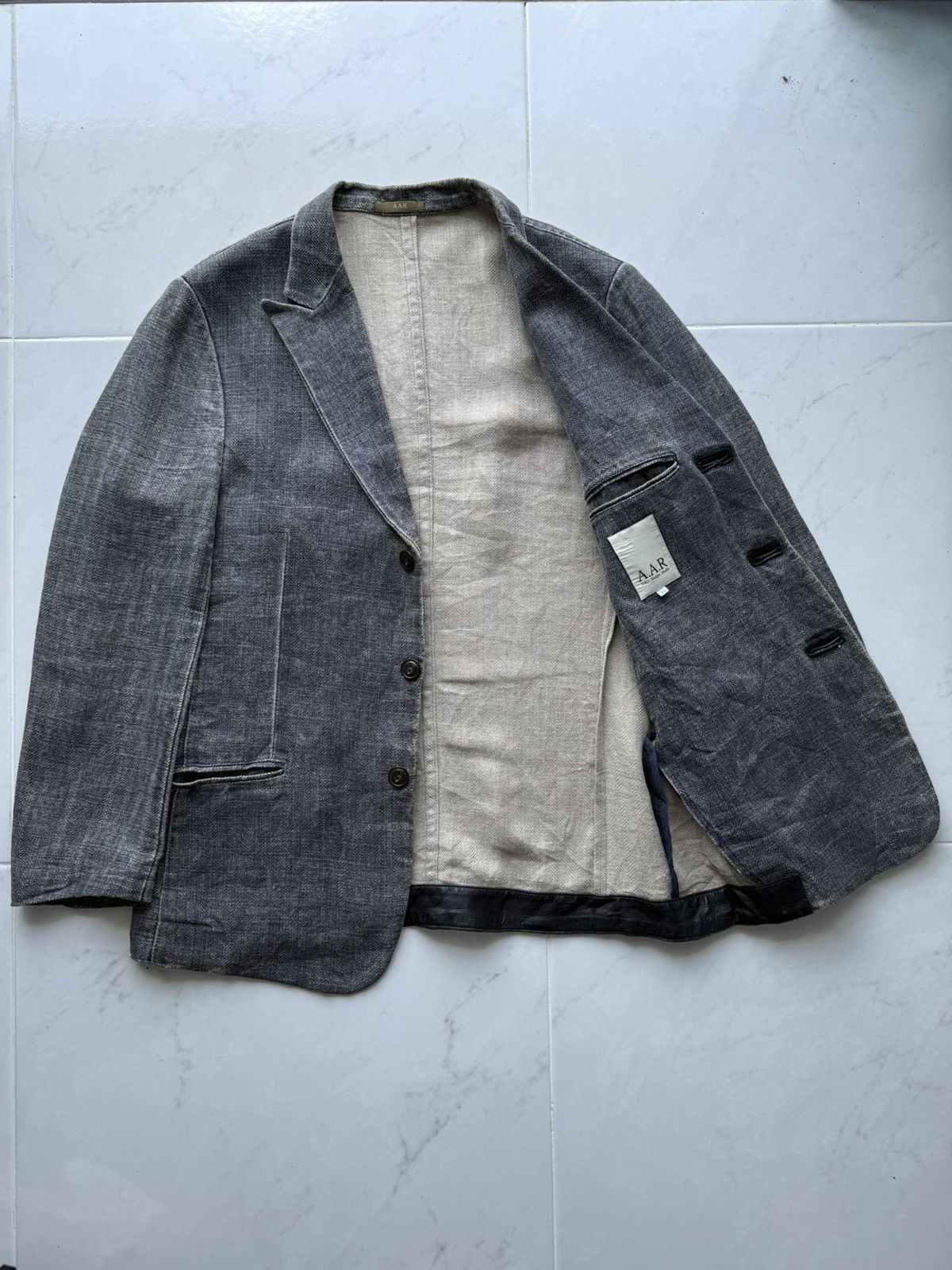 Yohji Yamamoto 90s AAR YOHJI YAMAMOTO Herringbone Twill Leather Finishing Size US M / EU 48-50 / 2 - 8 Thumbnail
