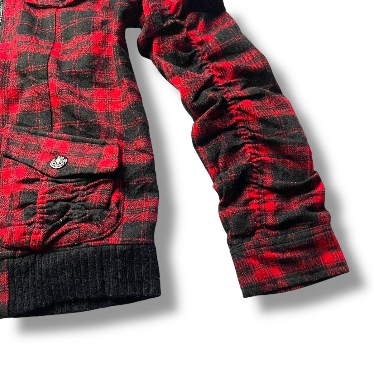 If Six Was Nine × Japanese Brand × Le Grande Bleu (L.G.B.) 🇯🇵 SKY BOMBER TARTAN FULL ZIP PUNK GOTHIC WOOL JACKET Size US M / EU 48-50 / 2 - 4 Thumbnail