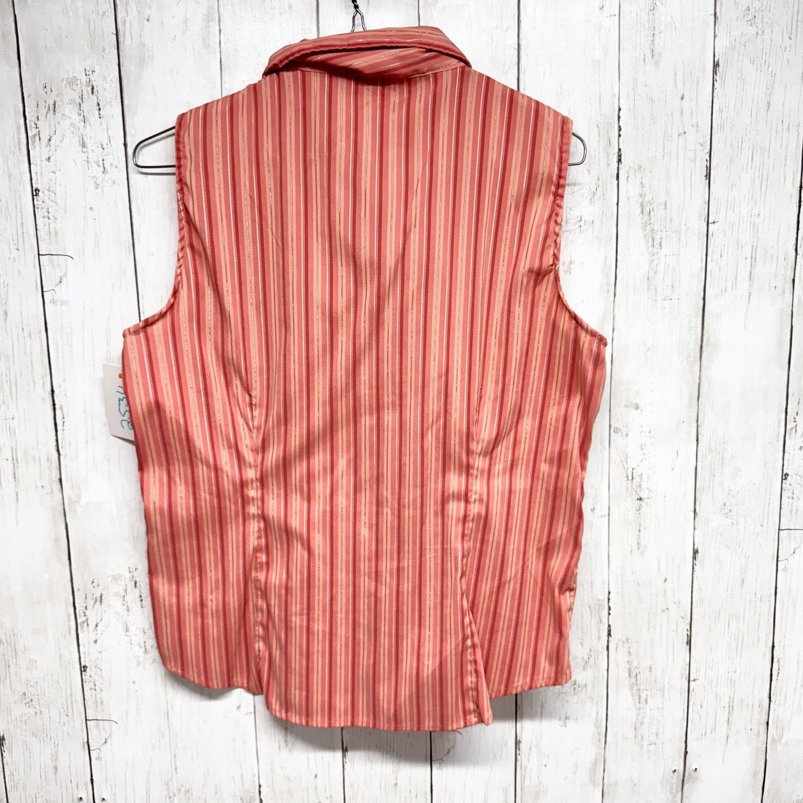 Vintage Vtg Cotton Express Blouse Lg Stripe Collared Sleeveless Tank Size L / US 10 / IT 46 - 2 Thumbnail